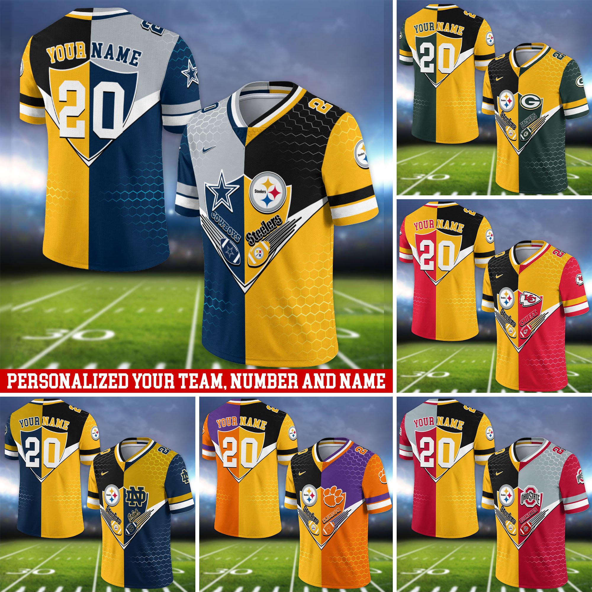 Pittsburgh Steelers Vneck Football Jersey 2024 Version Custom Your Team Number And Name, Sport Shirts, Sport Gifts ETHY-62997