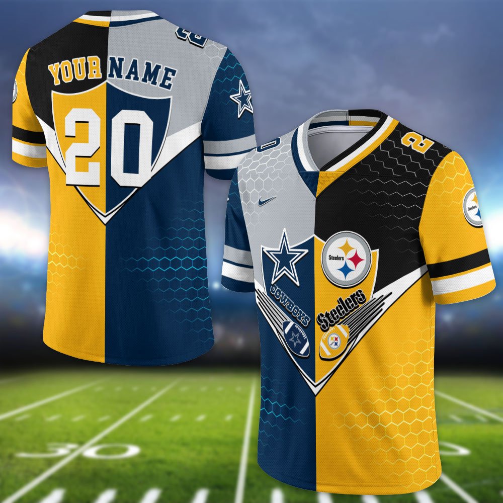 Alternative view of Pittsburgh Steelers Vneck Football Jersey 2024 Version Custom Your Team Number And Name, Sport Shirts, Sport Gifts ETHY-62997