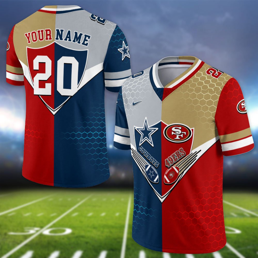 Alternative view of San Francisco 49ers Vneck Football Jersey 2024 Version Custom Your Team Number And Name, Sport Shirts, Sport Gifts ETHY-62997