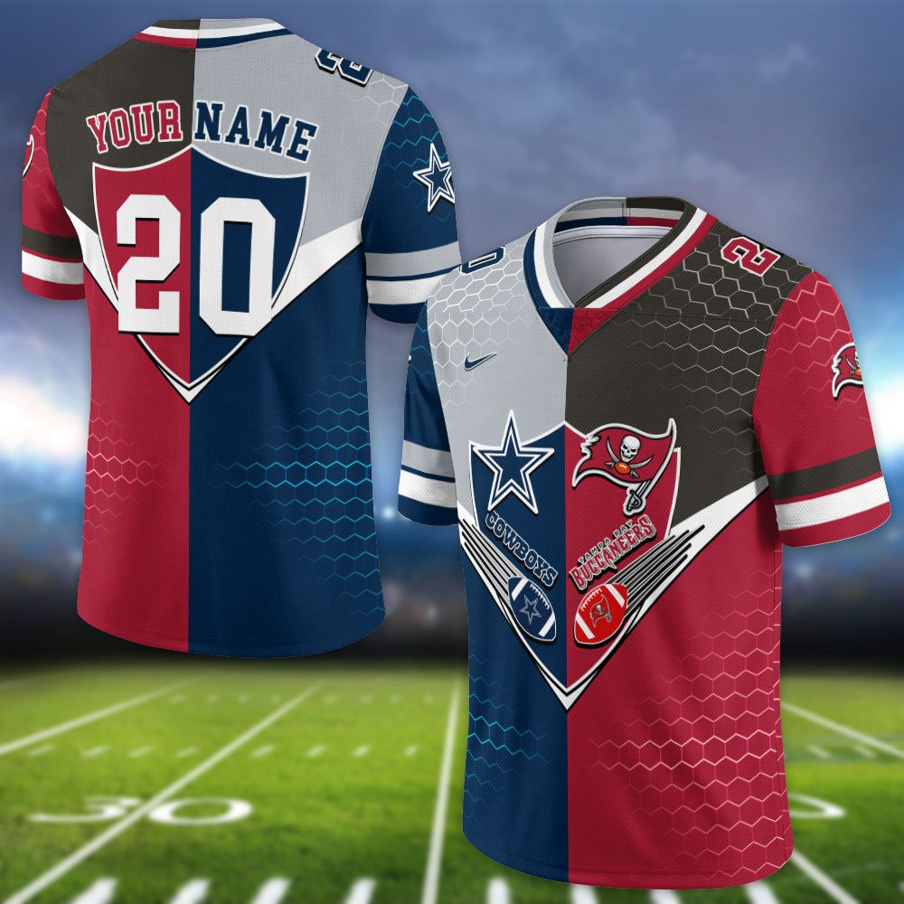 Alternative view of Tampa Bay Buccaneers Vneck Football Jersey 2024 Version Custom Your Team Number And Name, Sport Shirts, Sport Gifts ETHY-62997