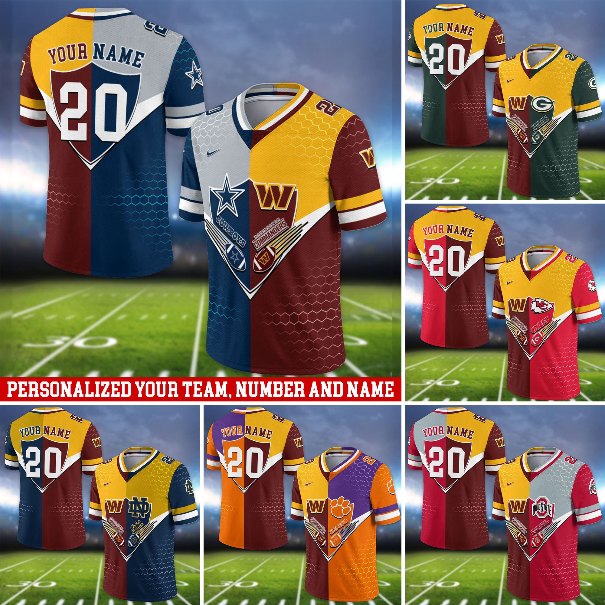 Washington Commanders Vneck Football Jersey 2024 Version Custom Your Team Number And Name, Sport Shirts, Sport Gifts ETHY-62997
