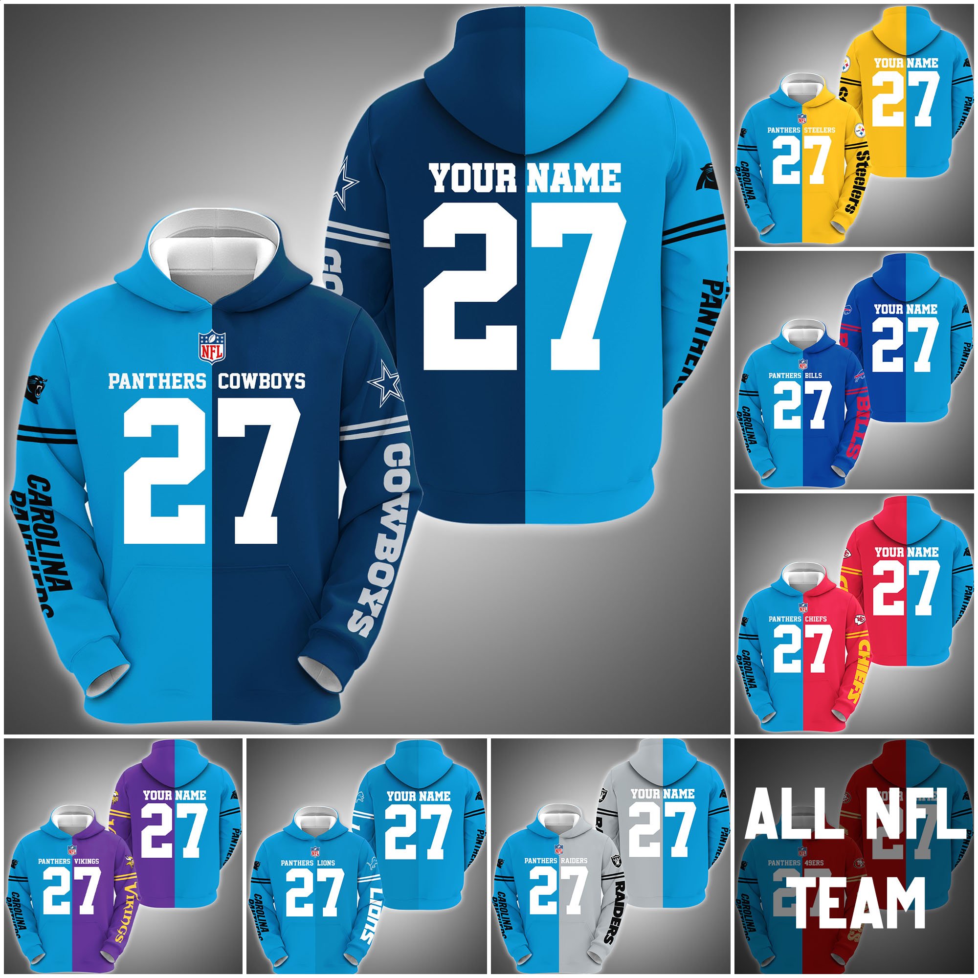 Carolina Panthers House Divided Hoodie Custom Name, Number And Any Team, Sport Shirts, Fan Gifts ETRG-62669