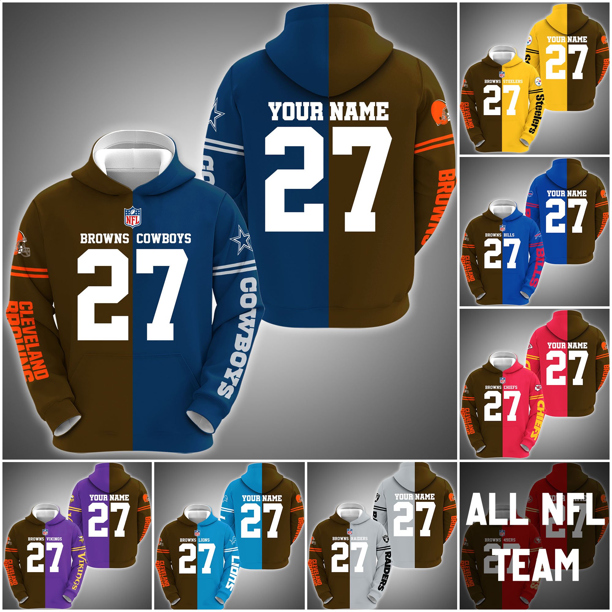 Cleveland Browns House Divided Hoodie Custom Name, Number And Any Team, Sport Shirts, Fan Gifts ETRG-62669