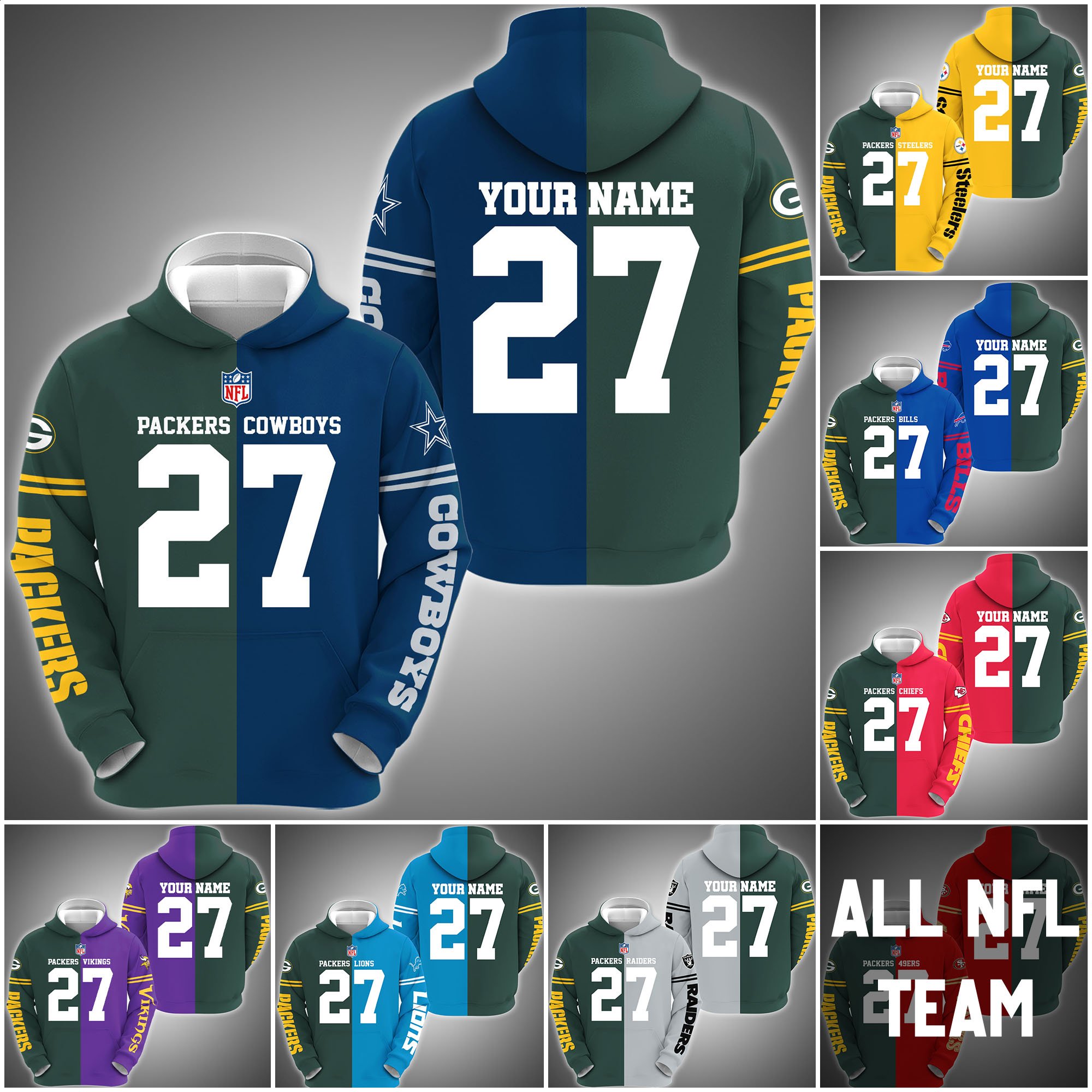 Green Bay Packers House Divided Hoodie Custom Name, Number And Any Team, Sport Shirts, Fan Gifts ETRG-62669