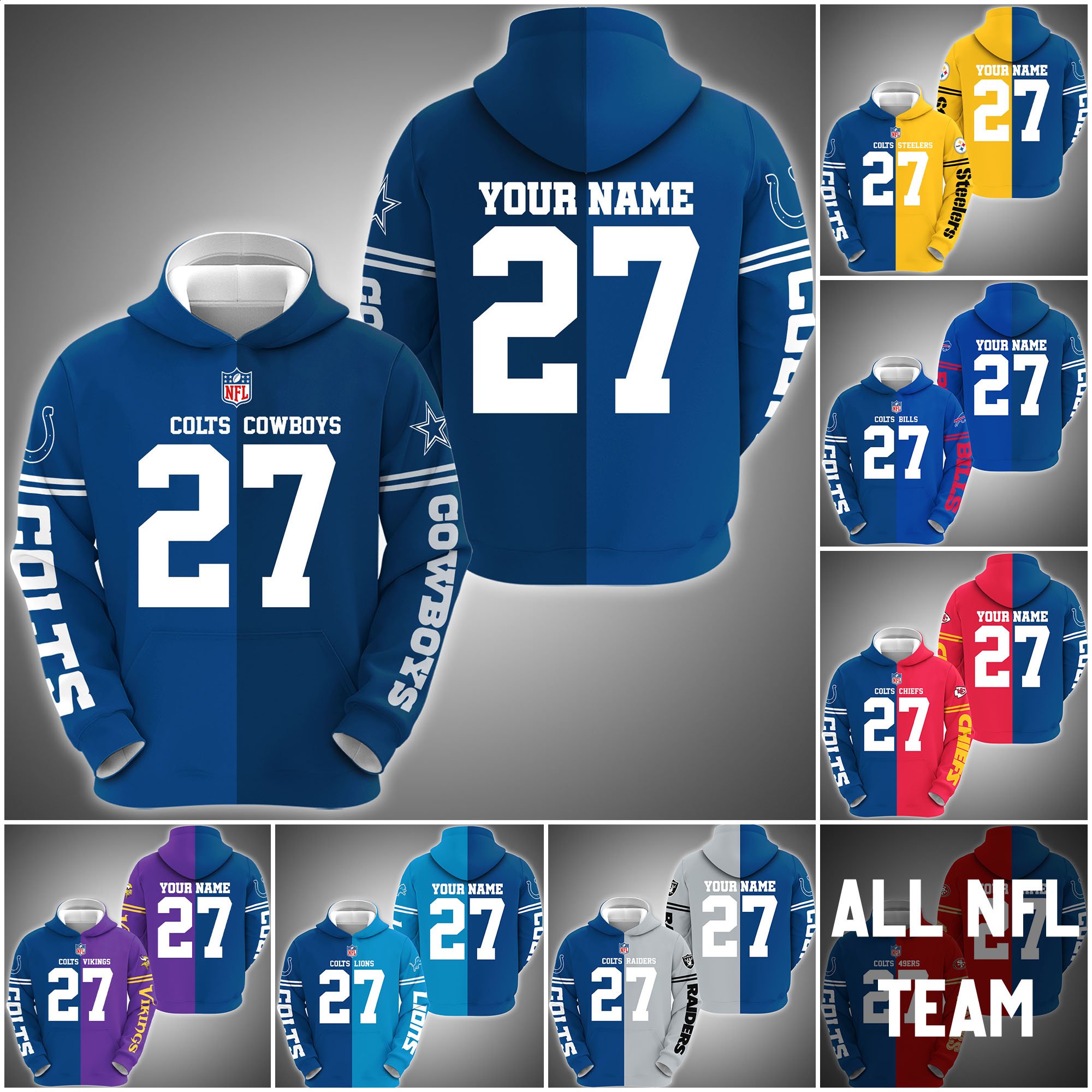 Indianapolis Colts House Divided Hoodie Custom Name, Number And Any Team, Sport Shirts, Fan Gifts ETRG-62669