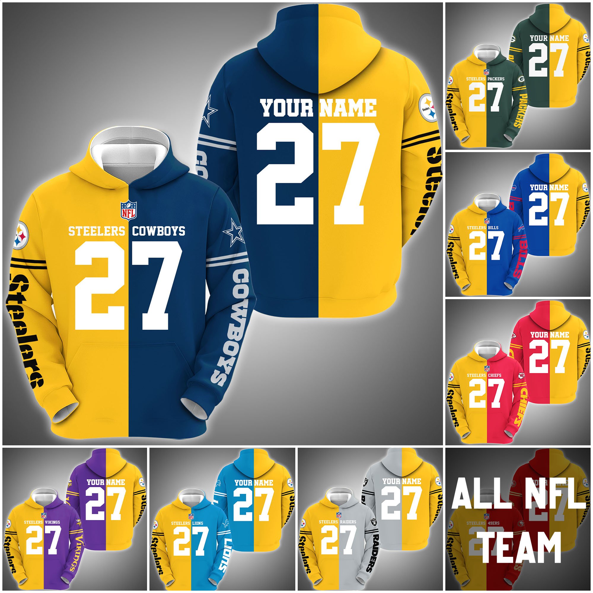 Pittsburgh Steelers House Divided Hoodie Custom Name, Number And Any Team, Sport Shirts, Fan Gifts ETRG-62669