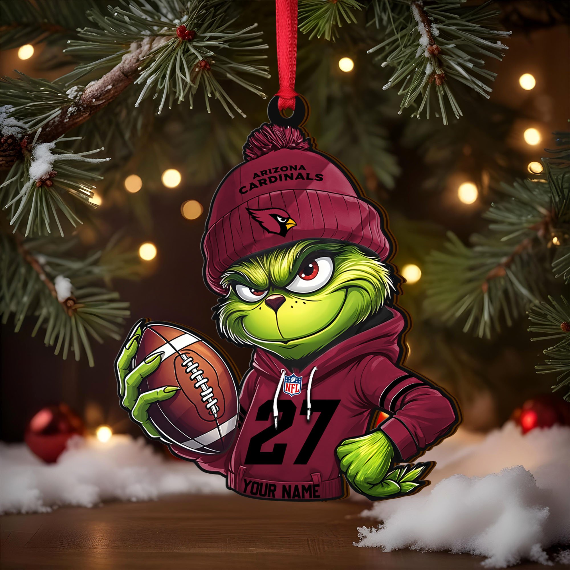 Alternative view of Arizona Cardinals Wooden Ornament 2025 Version Custom Name And Number, Sport Team Ornament For Fans, Sport Gifts ETRG-62784