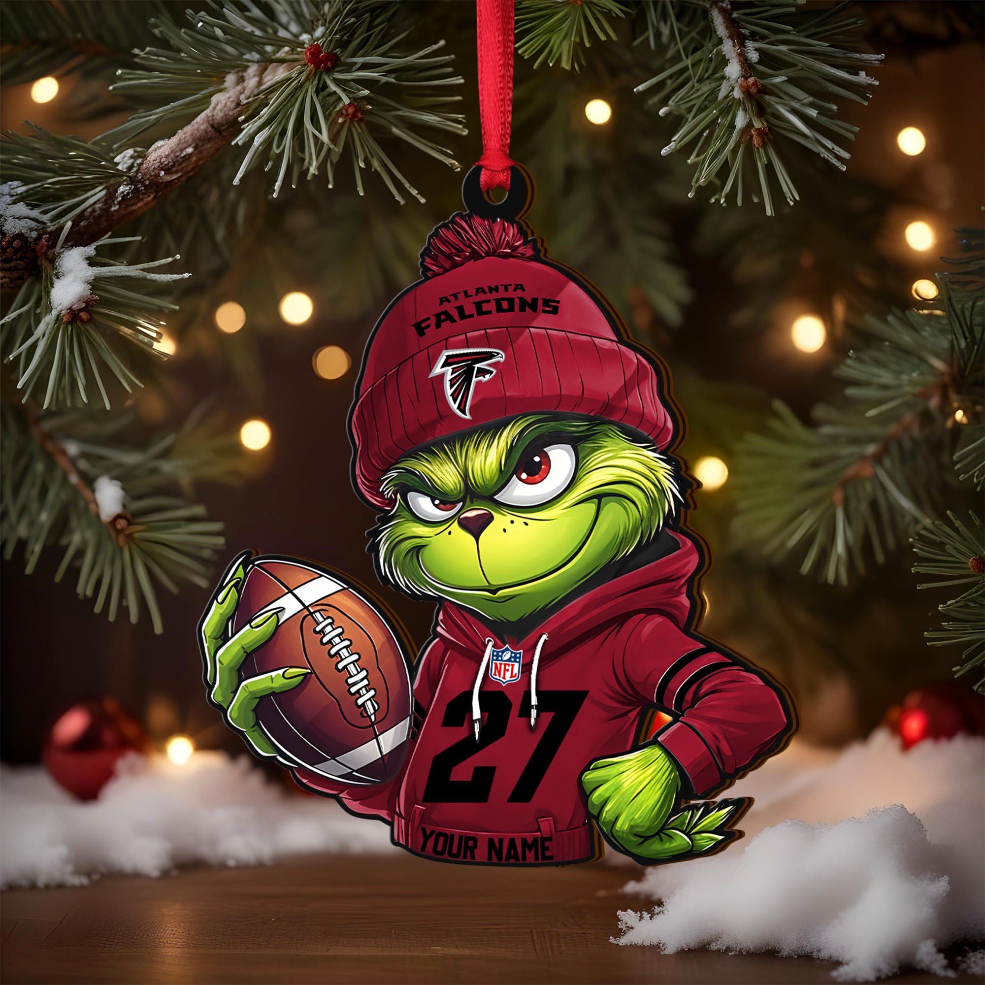 Alternative view of Atlanta Falcons Wooden Ornament 2025 Version Custom Name And Number, Sport Team Ornament For Fans, Sport Gifts ETRG-62784