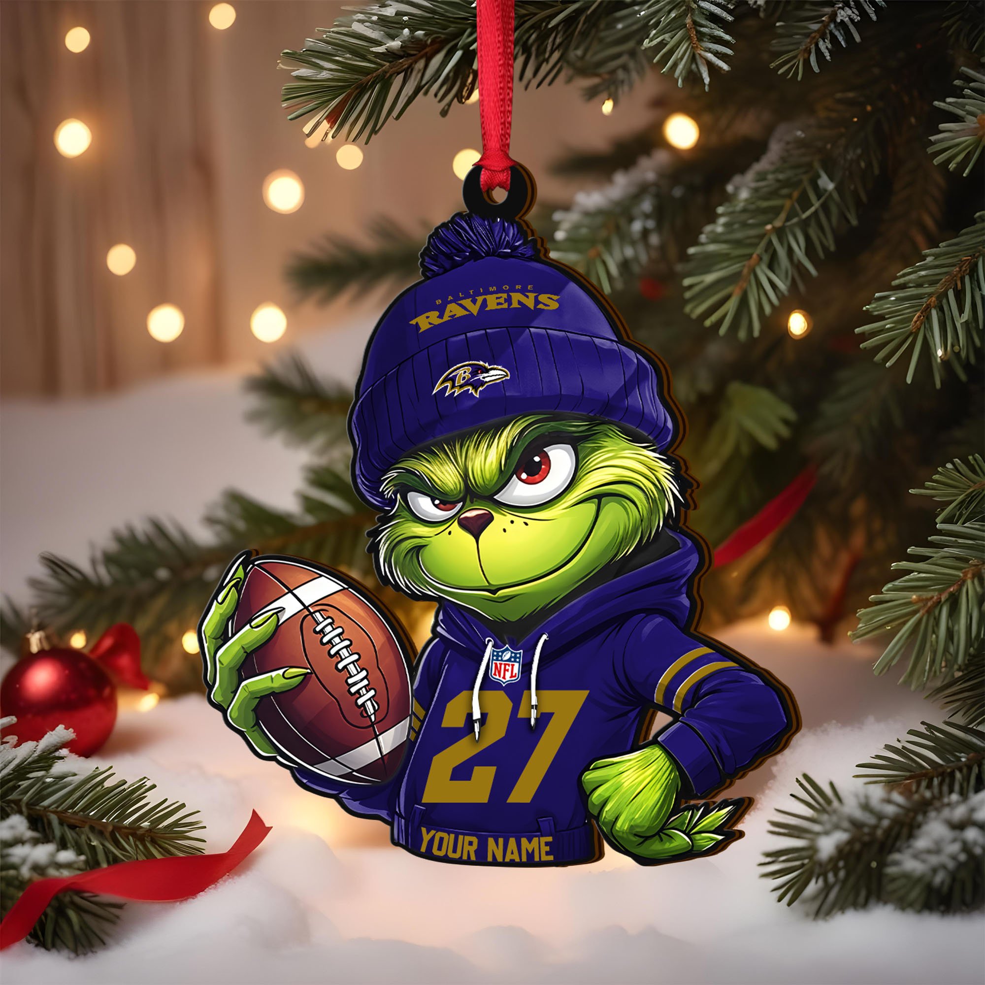 Baltimore Ravens Wooden Ornament 2025 Version Custom Name And Number, Sport Team Ornament For Fans, Sport Gifts ETRG-62784
