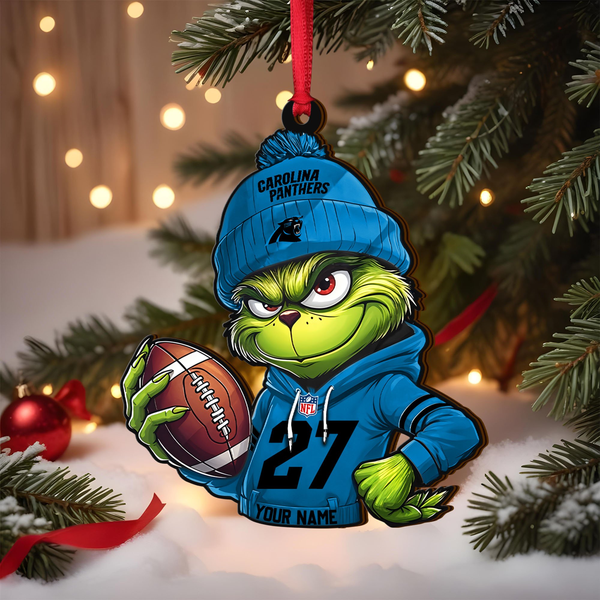 Carolina Panthers Wooden Ornament 2025 Version Custom Name And Number, Sport Team Ornament For Fans, Sport Gifts ETRG-62784
