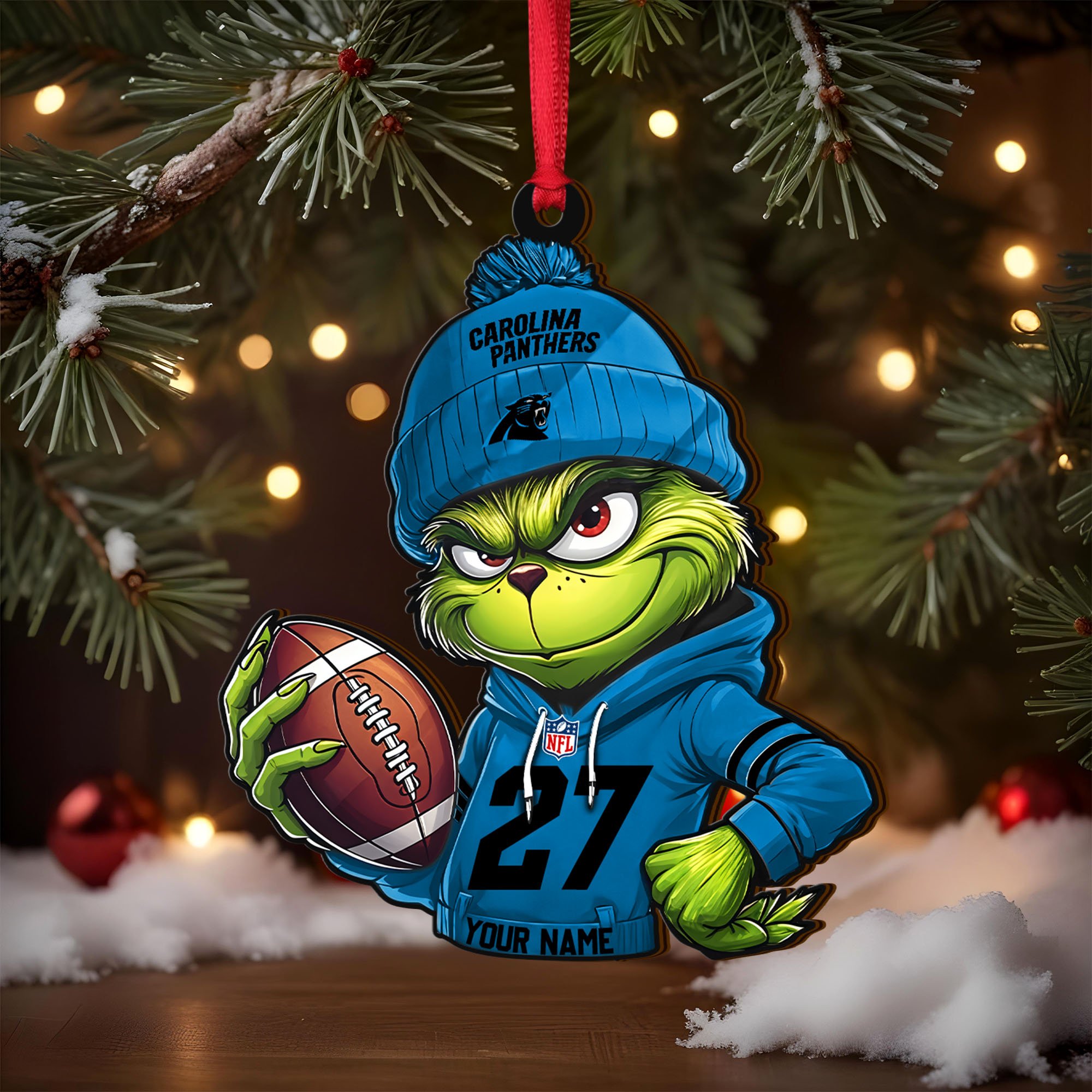 Alternative view of Carolina Panthers Wooden Ornament 2025 Version Custom Name And Number, Sport Team Ornament For Fans, Sport Gifts ETRG-62784