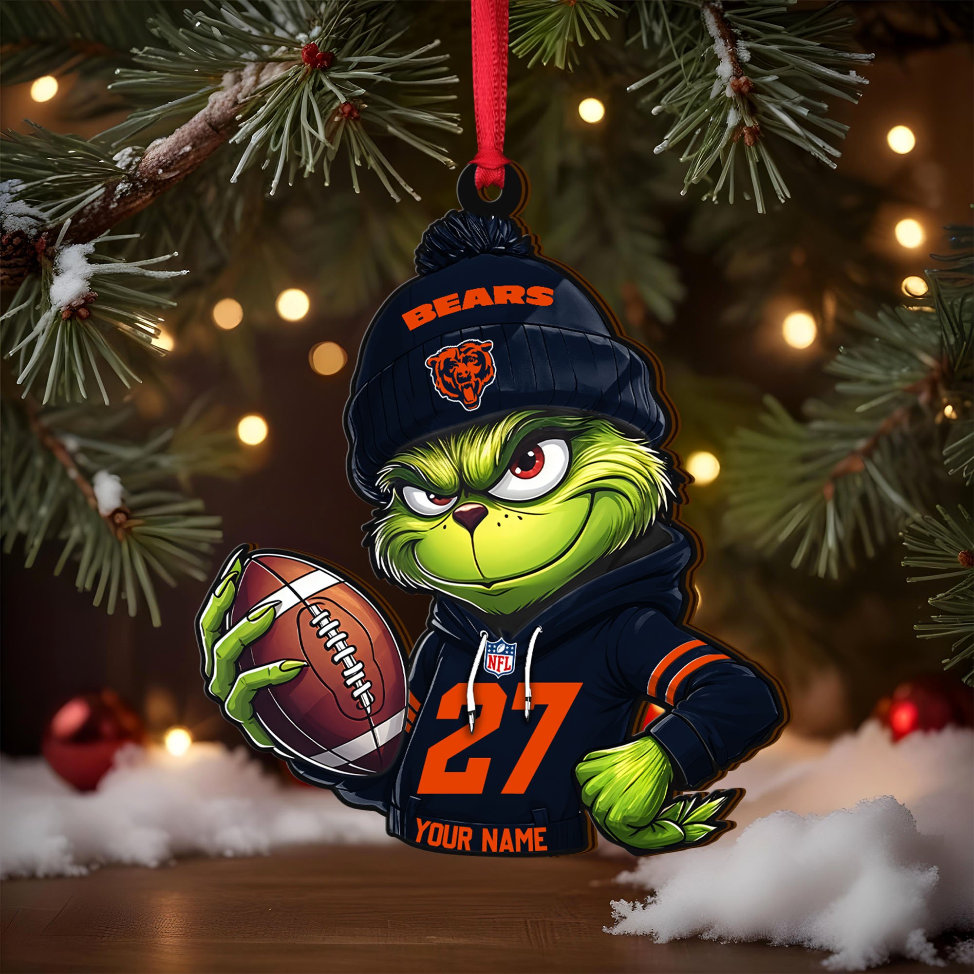 Alternative view of Chicago Bears Wooden Ornament 2025 Version Custom Name And Number, Sport Team Ornament For Fans, Sport Gifts ETRG-62784