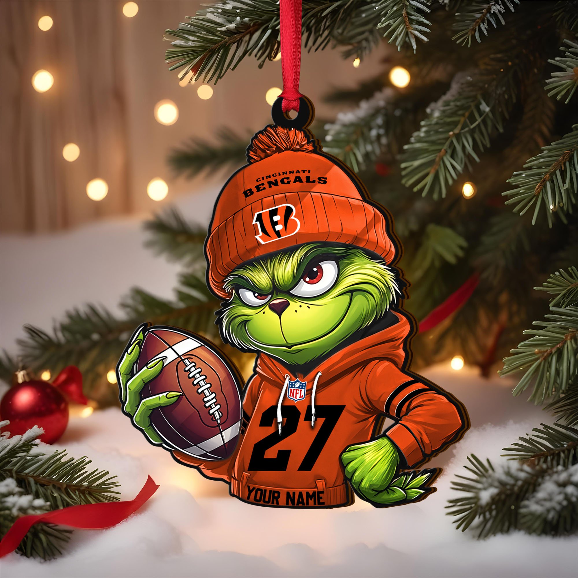 Cincinnati Bengals Wooden Ornament 2025 Version Custom Name And Number, Sport Team Ornament For Fans, Sport Gifts ETRG-62784