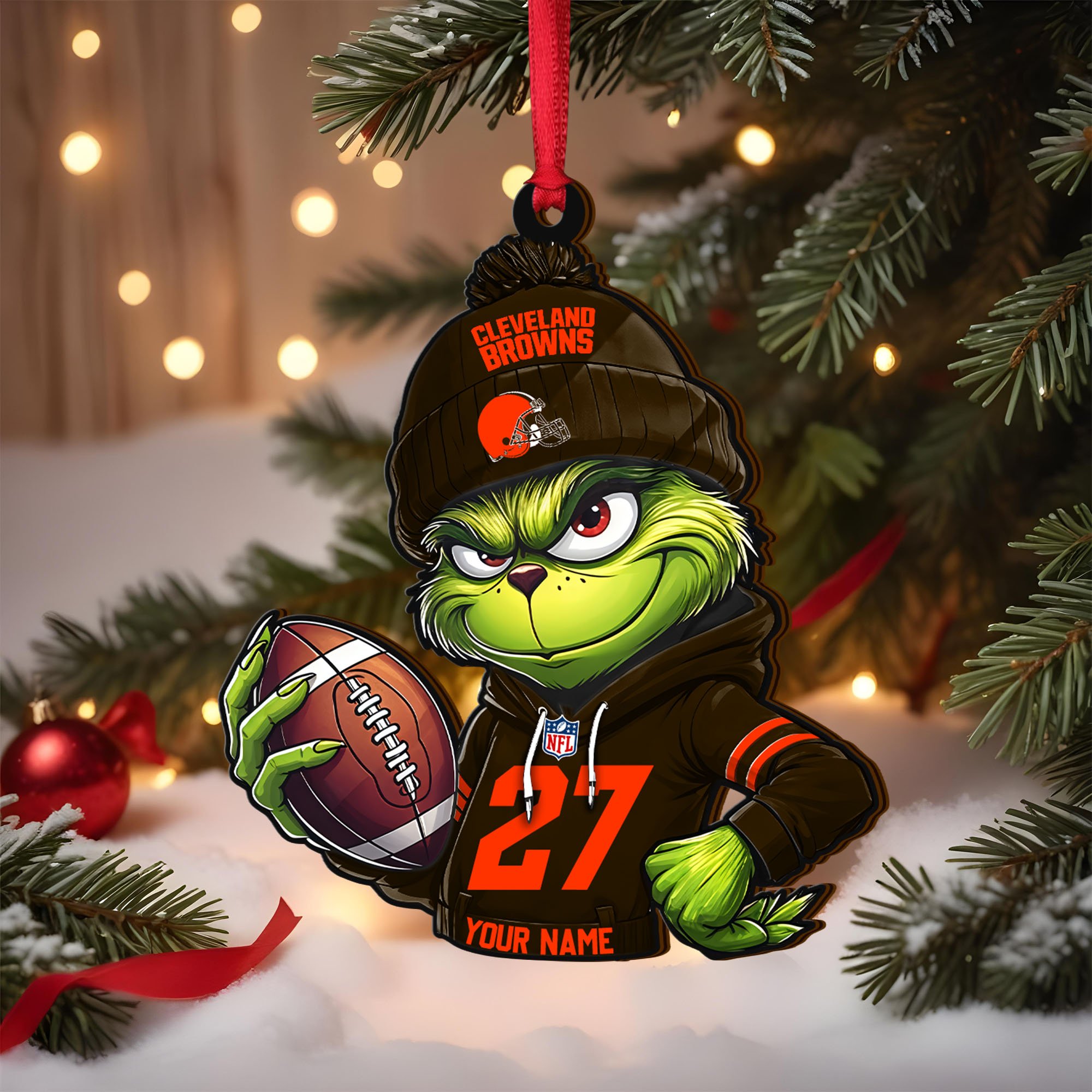 Cleveland Browns Wooden Ornament 2025 Version Custom Name And Number, Sport Team Ornament For Fans, Sport Gifts ETRG-62784