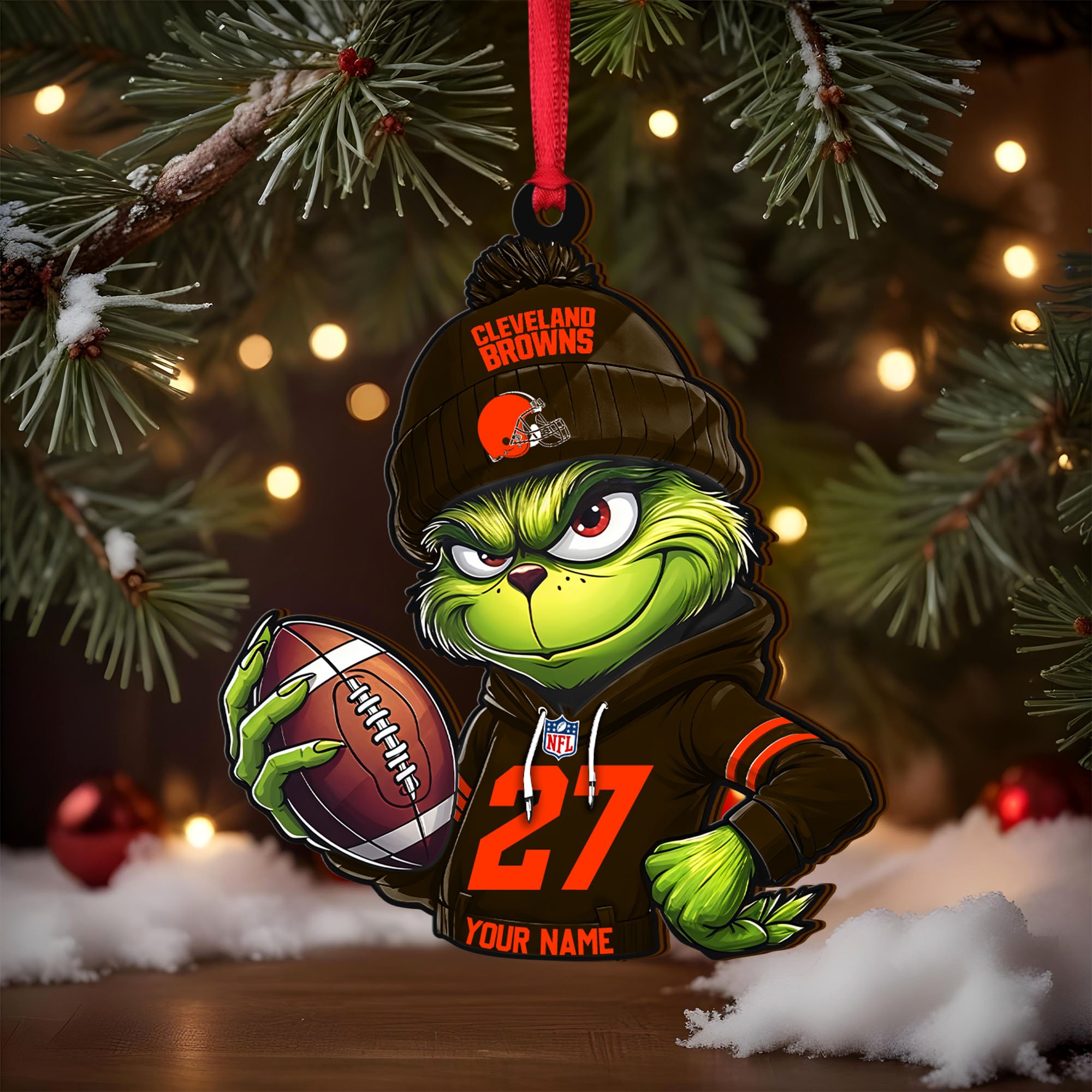 Alternative view of Cleveland Browns Wooden Ornament 2025 Version Custom Name And Number, Sport Team Ornament For Fans, Sport Gifts ETRG-62784