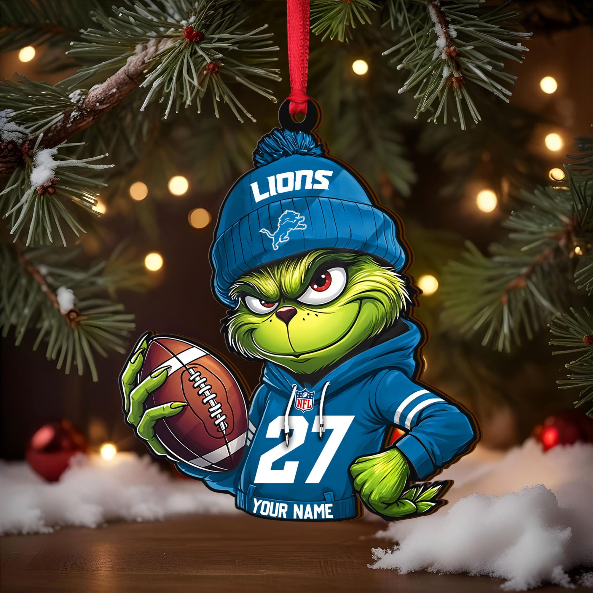 Alternative view of Detroit Lions Wooden Ornament 2025 Version Custom Name And Number, Sport Team Ornament For Fans, Sport Gifts ETRG-62784
