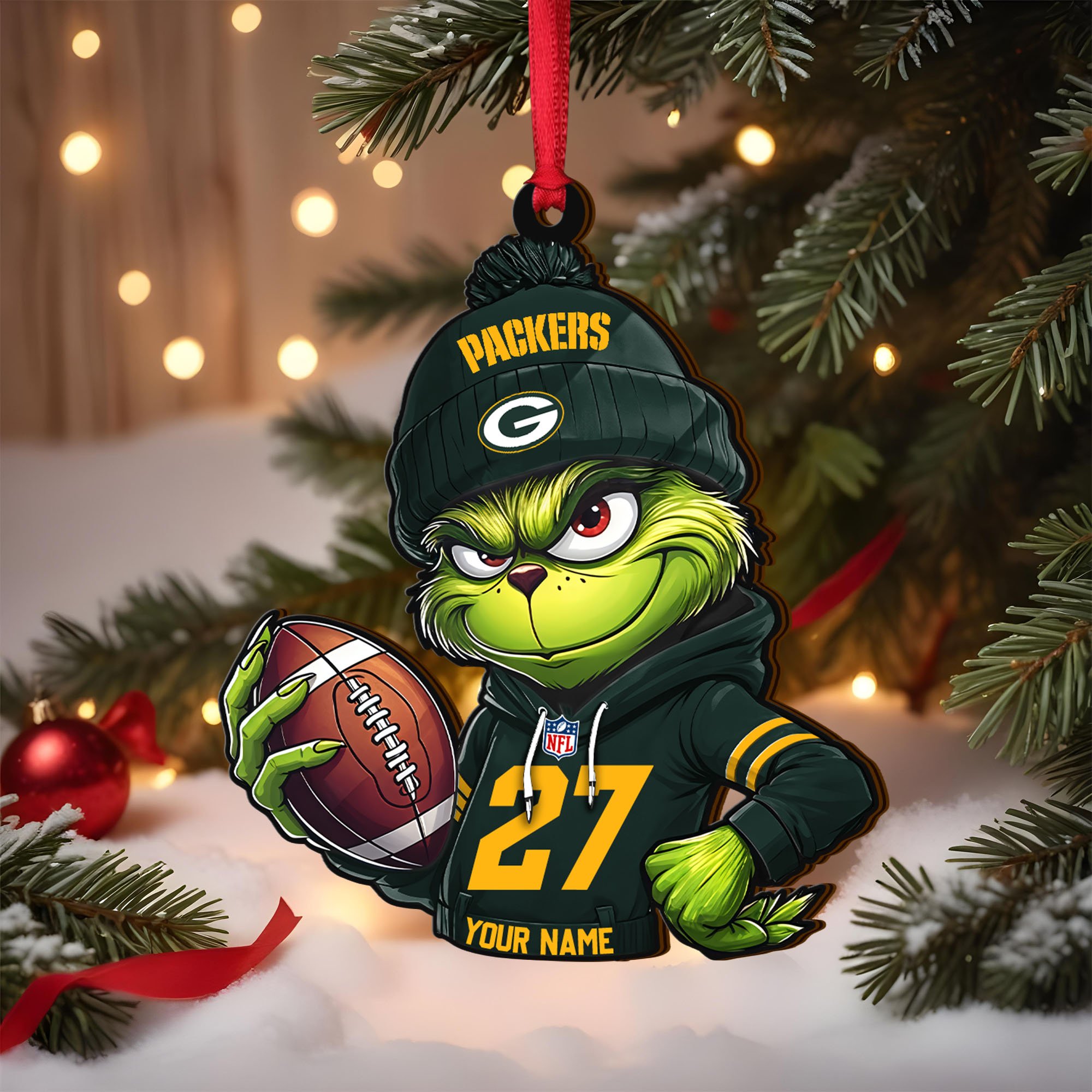 Green Bay Packers Wooden Ornament 2025 Version Custom Name And Number, Sport Team Ornament For Fans, Sport Gifts ETRG-62784