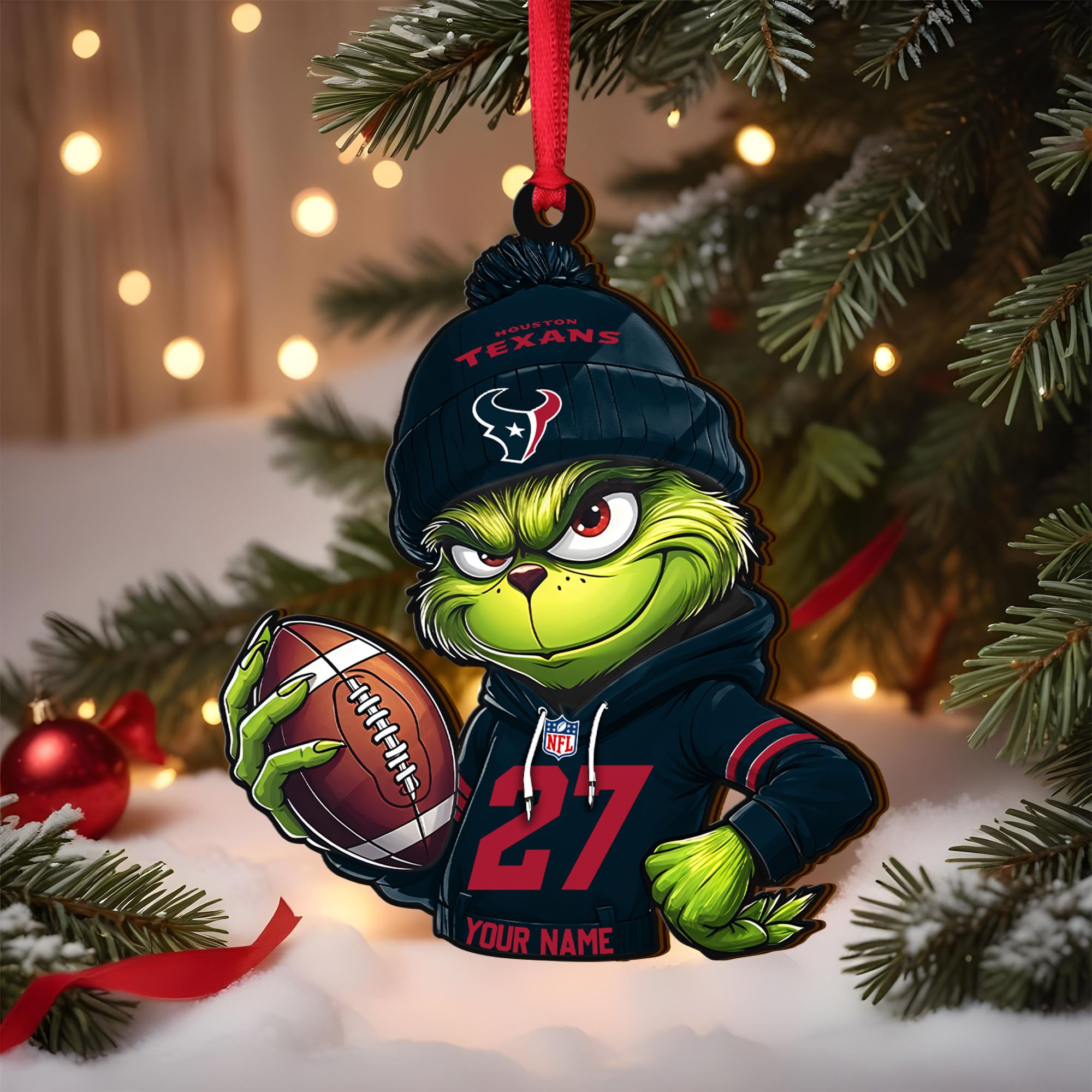 Houston Texans Wooden Ornament 2025 Version Custom Name And Number, Sport Team Ornament For Fans, Sport Gifts ETRG-62784