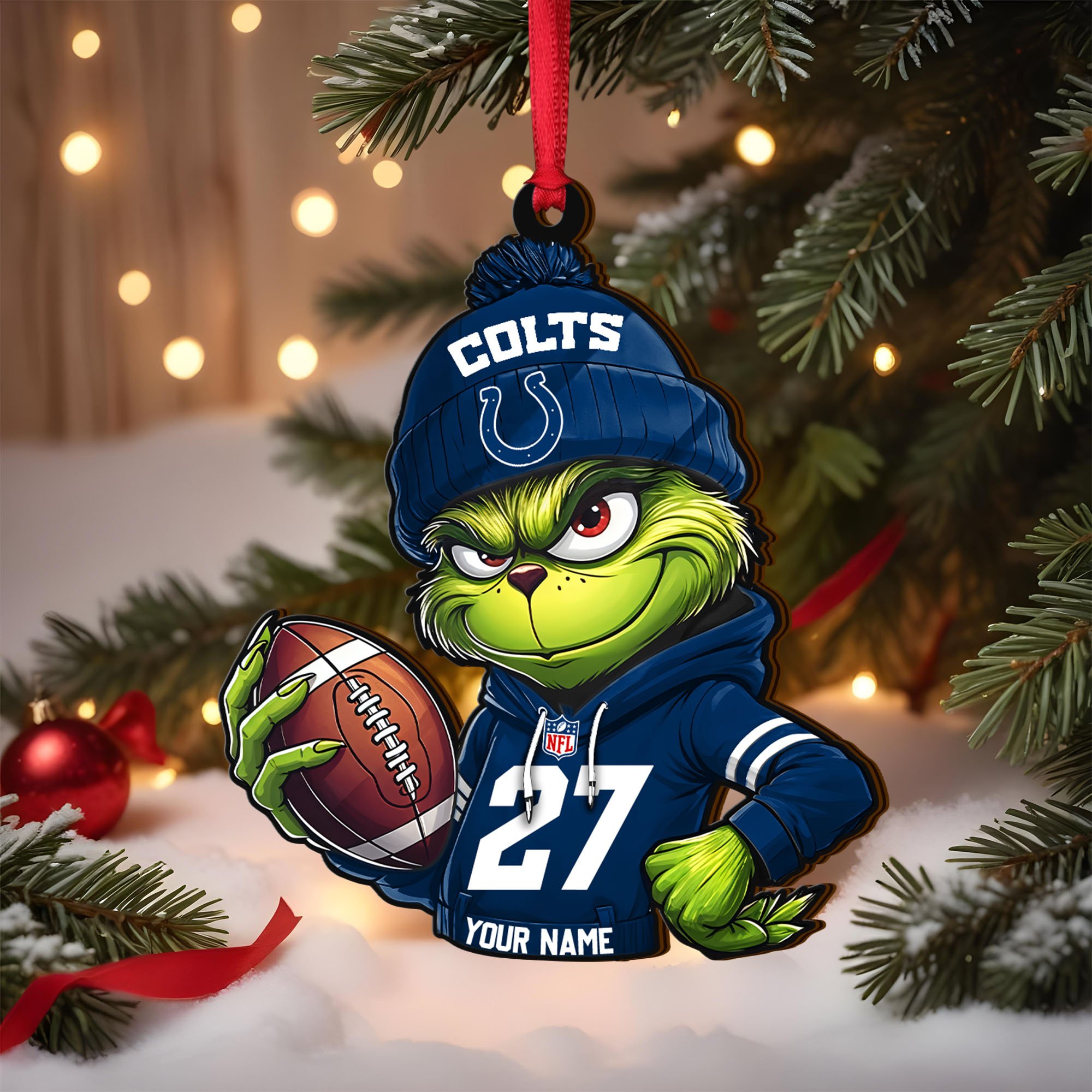 Indianapolis Colts Wooden Ornament 2025 Version Custom Name And Number, Sport Team Ornament For Fans, Sport Gifts ETRG-62784