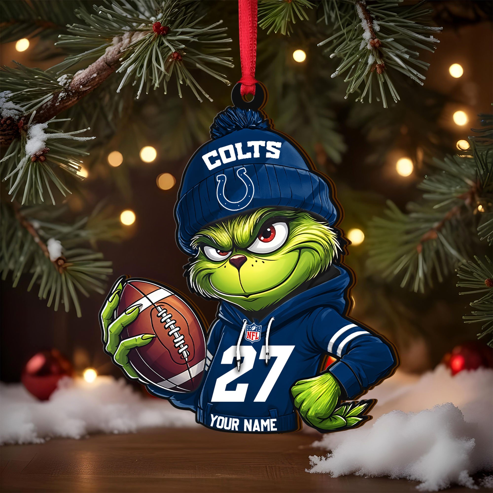 Alternative view of Indianapolis Colts Wooden Ornament 2025 Version Custom Name And Number, Sport Team Ornament For Fans, Sport Gifts ETRG-62784