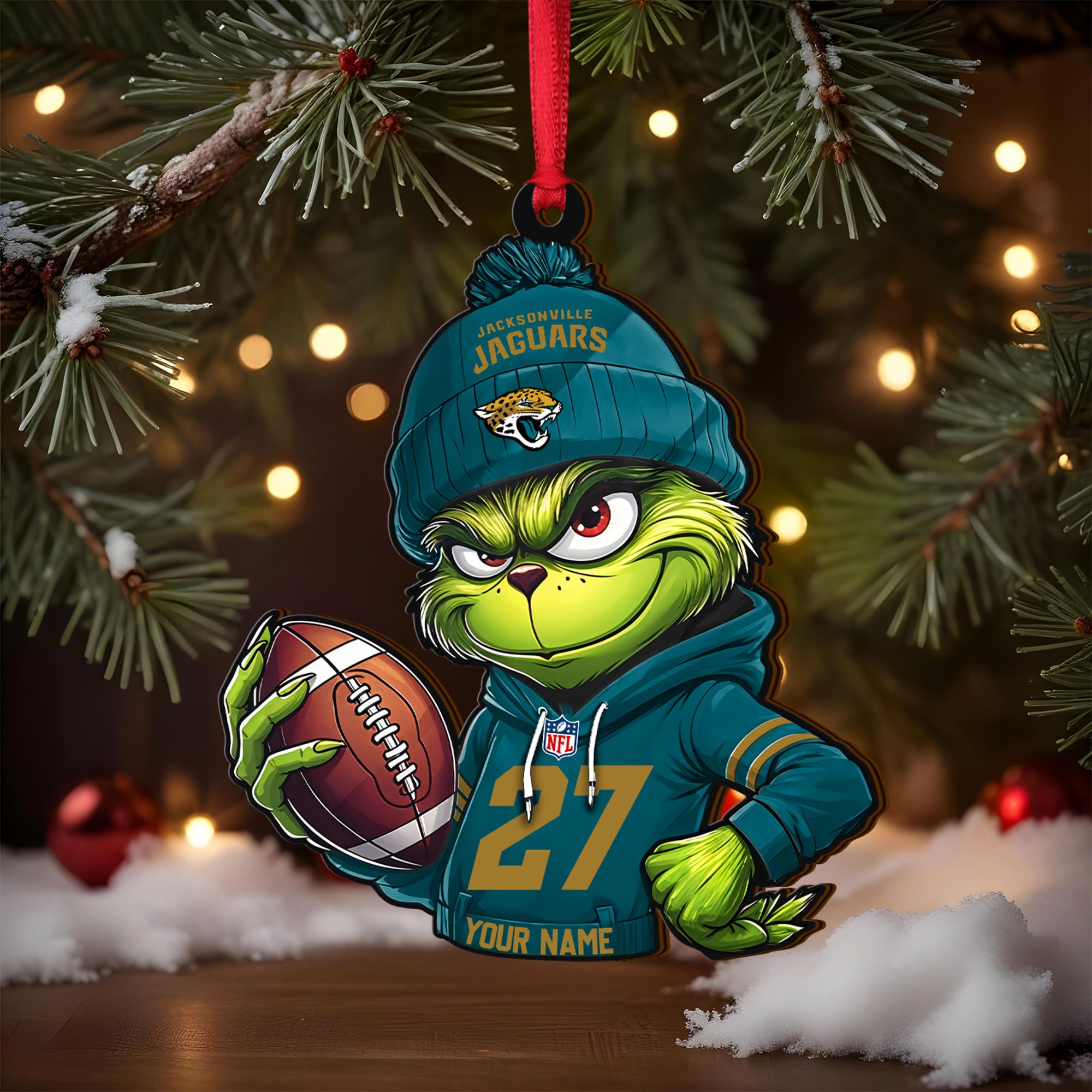Alternative view of Jacksonville Jaguars Wooden Ornament 2025 Version Custom Name And Number, Sport Team Ornament For Fans, Sport Gifts ETRG-62784