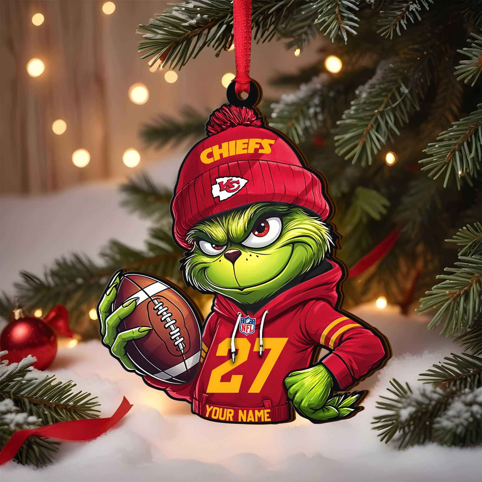 Kansas City Chiefs Wooden Ornament 2025 Version Custom Name And Number, Sport Team Ornament For Fans, Sport Gifts ETRG-62784