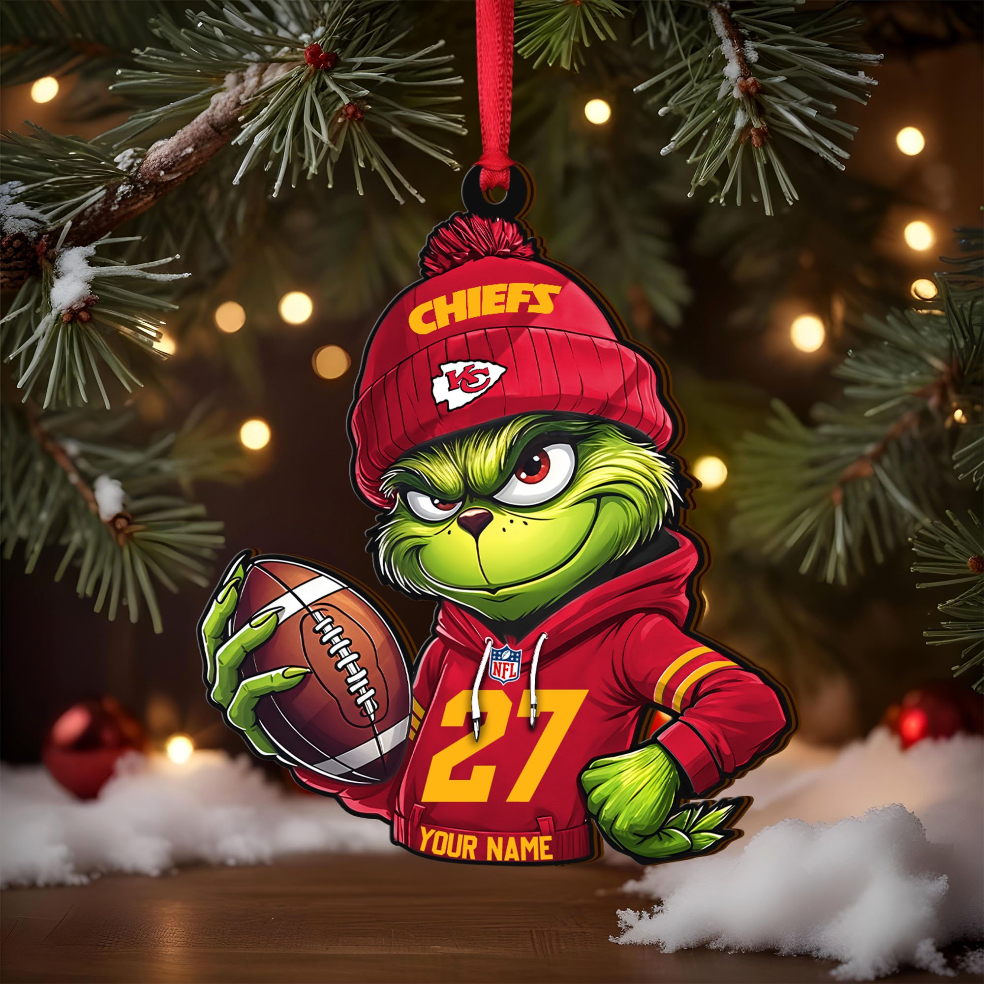 Alternative view of Kansas City Chiefs Wooden Ornament 2025 Version Custom Name And Number, Sport Team Ornament For Fans, Sport Gifts ETRG-62784