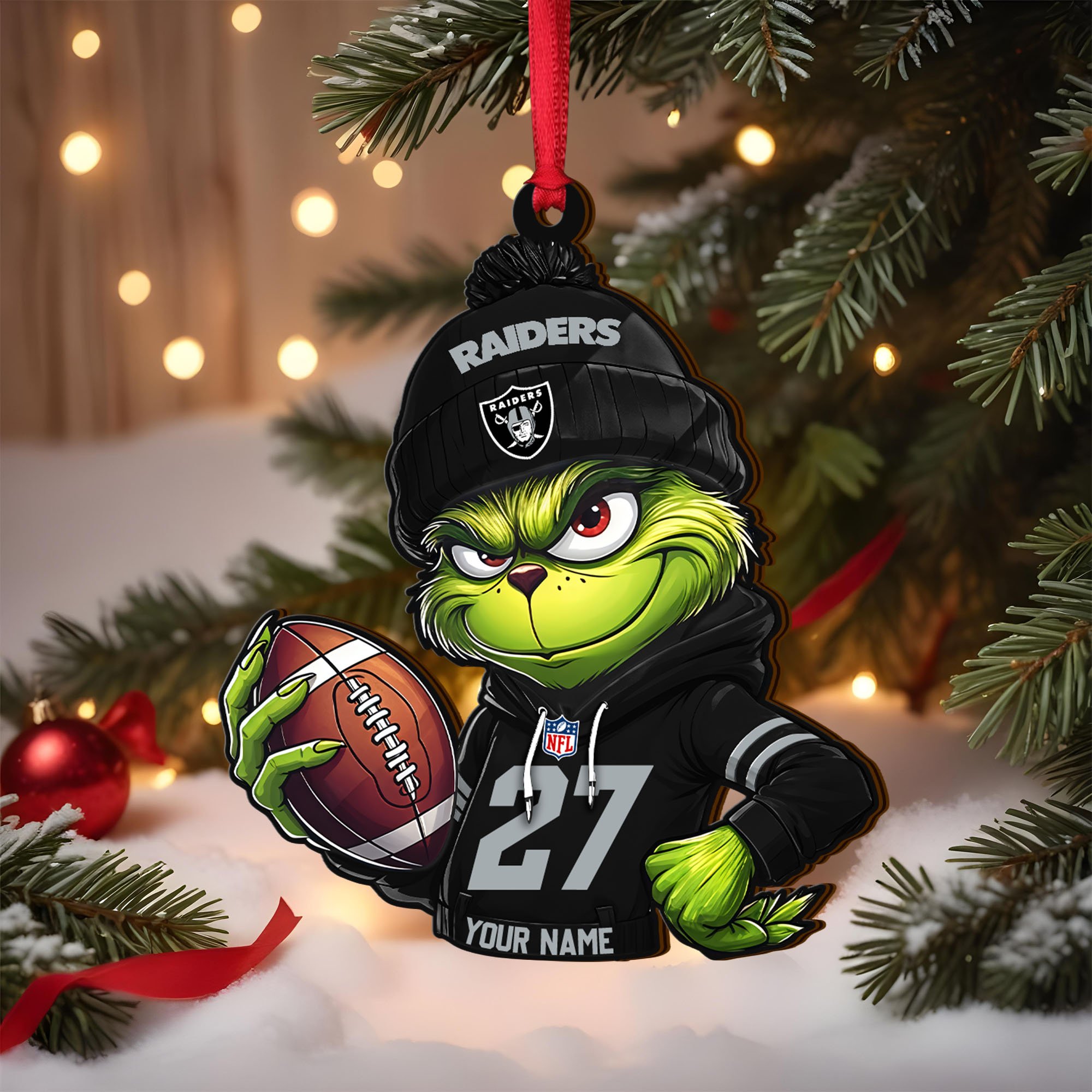 Las Vegas Raiders Wooden Ornament 2025 Version Custom Name And Number, Sport Team Ornament For Fans, Sport Gifts ETRG-62784
