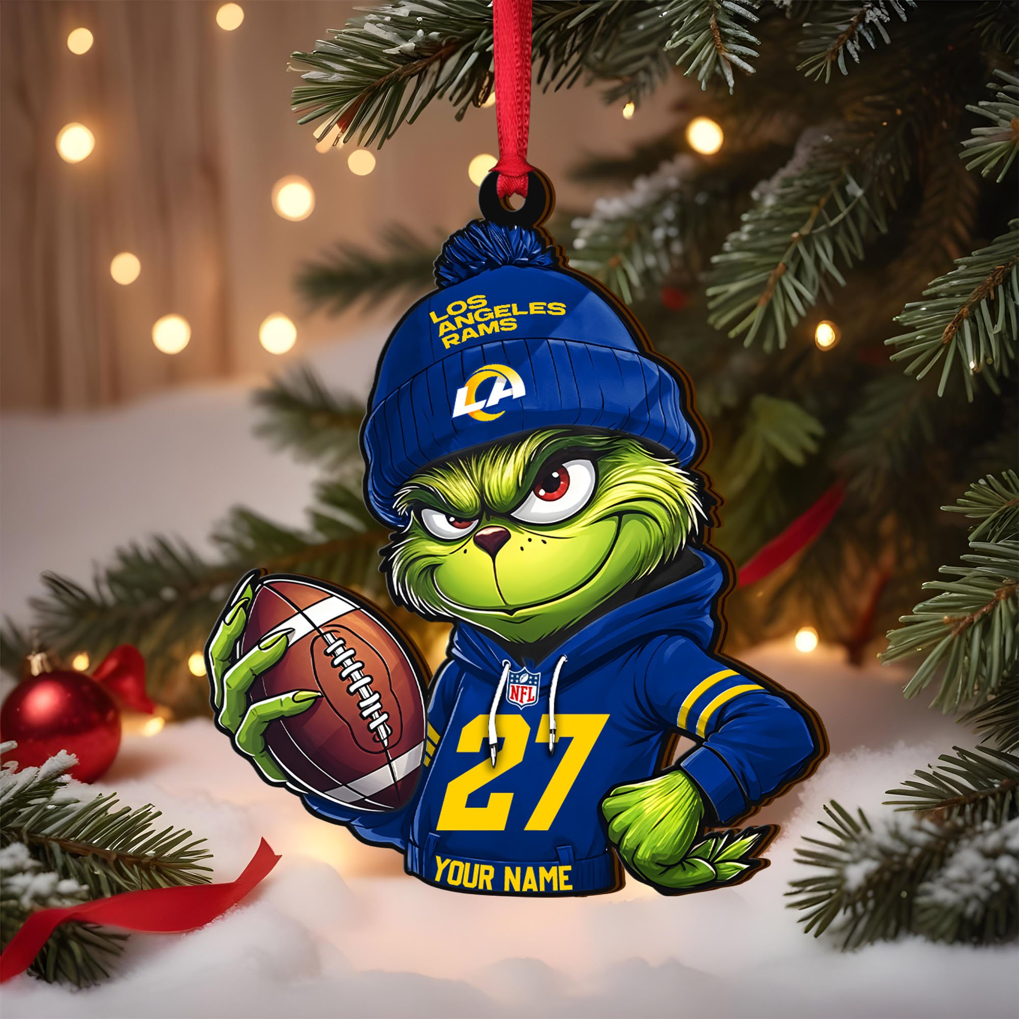 Los Angeles Rams Wooden Ornament 2025 Version Custom Name And Number, Sport Team Ornament For Fans, Sport Gifts ETRG-62784
