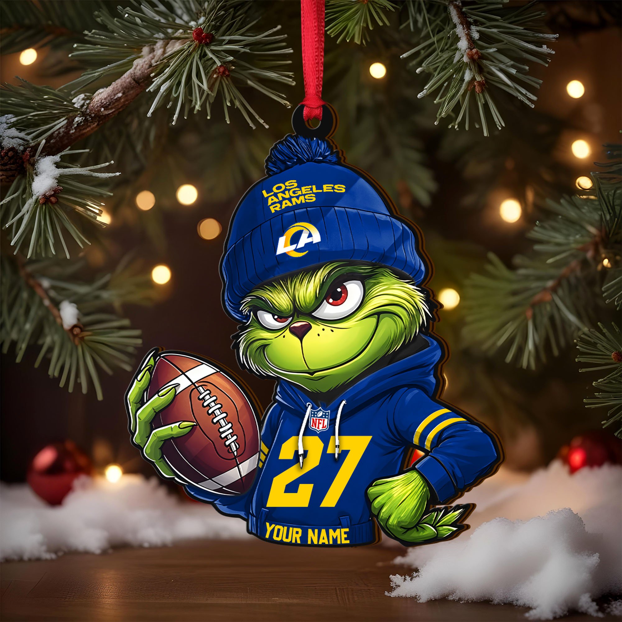 Alternative view of Los Angeles Rams Wooden Ornament 2025 Version Custom Name And Number, Sport Team Ornament For Fans, Sport Gifts ETRG-62784