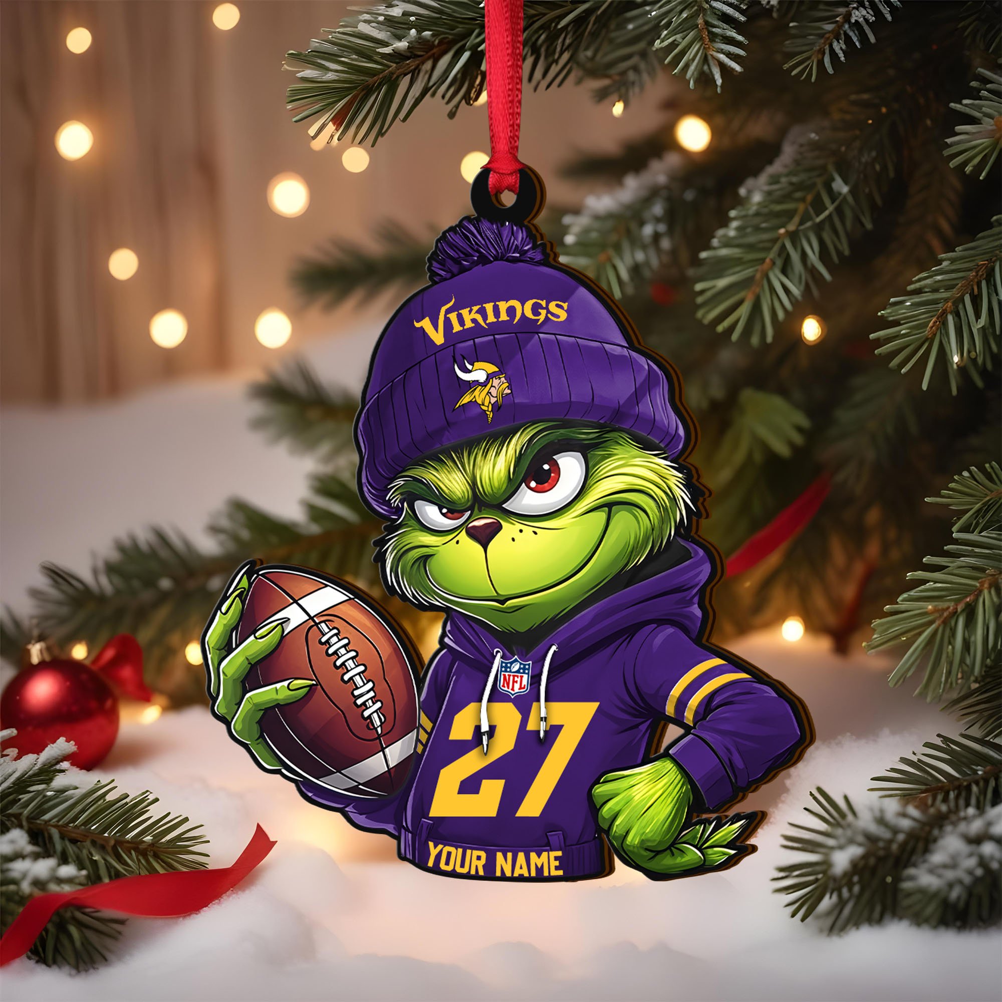 Minnesota Vikings Wooden Ornament 2025 Version Custom Name And Number, Sport Team Ornament For Fans, Sport Gifts ETRG-62784