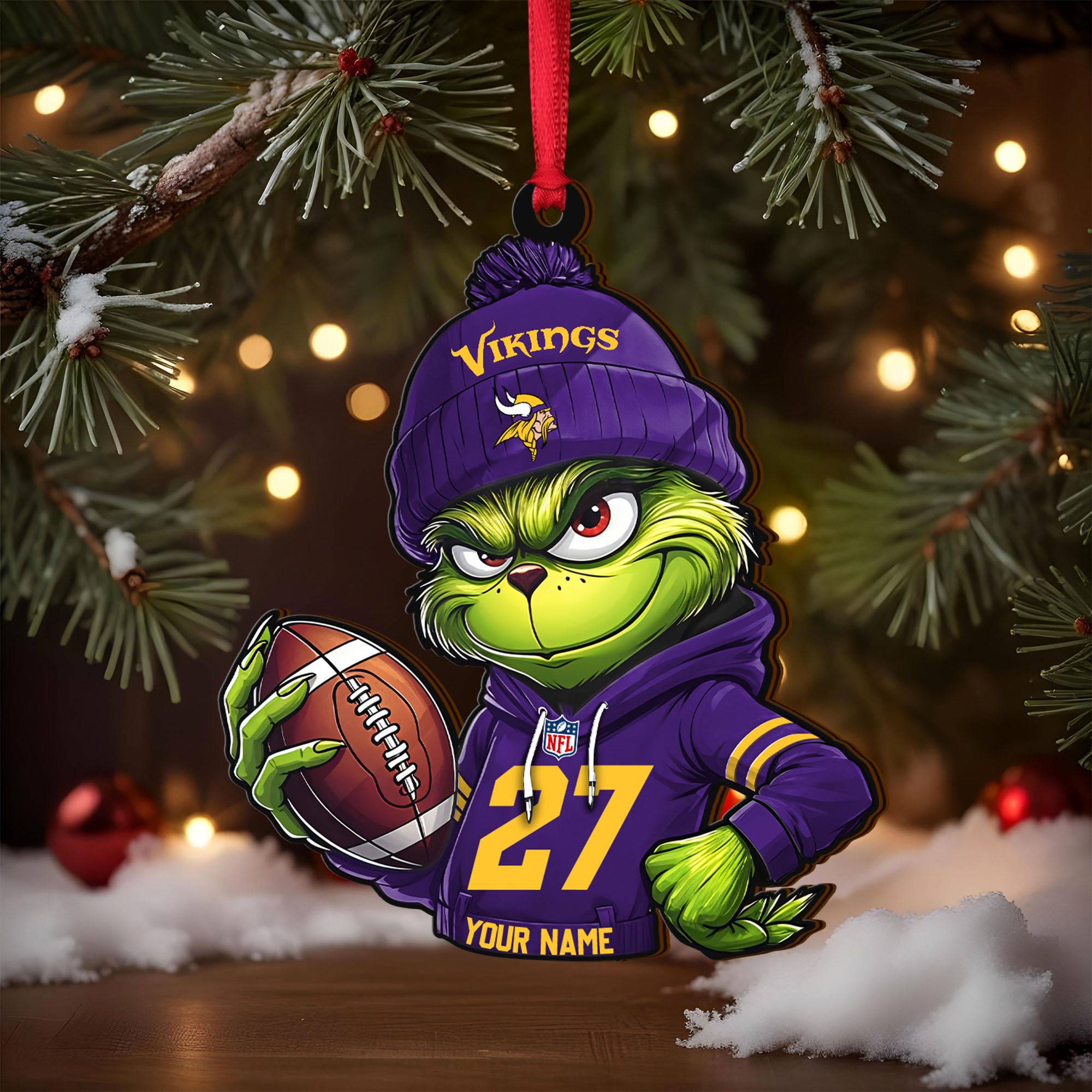 Alternative view of Minnesota Vikings Wooden Ornament 2025 Version Custom Name And Number, Sport Team Ornament For Fans, Sport Gifts ETRG-62784