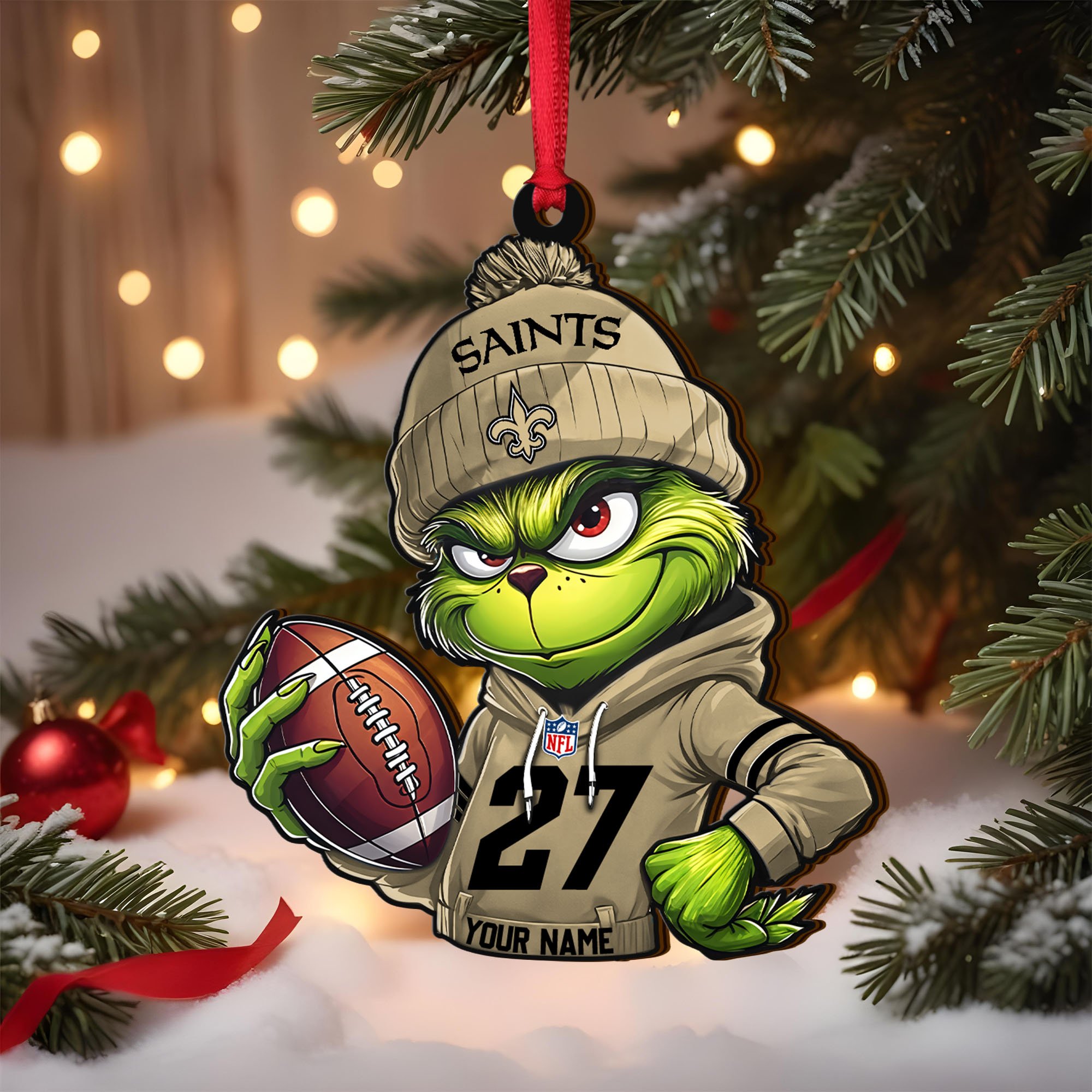 New Orleans Saints Wooden Ornament 2025 Version Custom Name And Number, Sport Team Ornament For Fans, Sport Gifts ETRG-62784