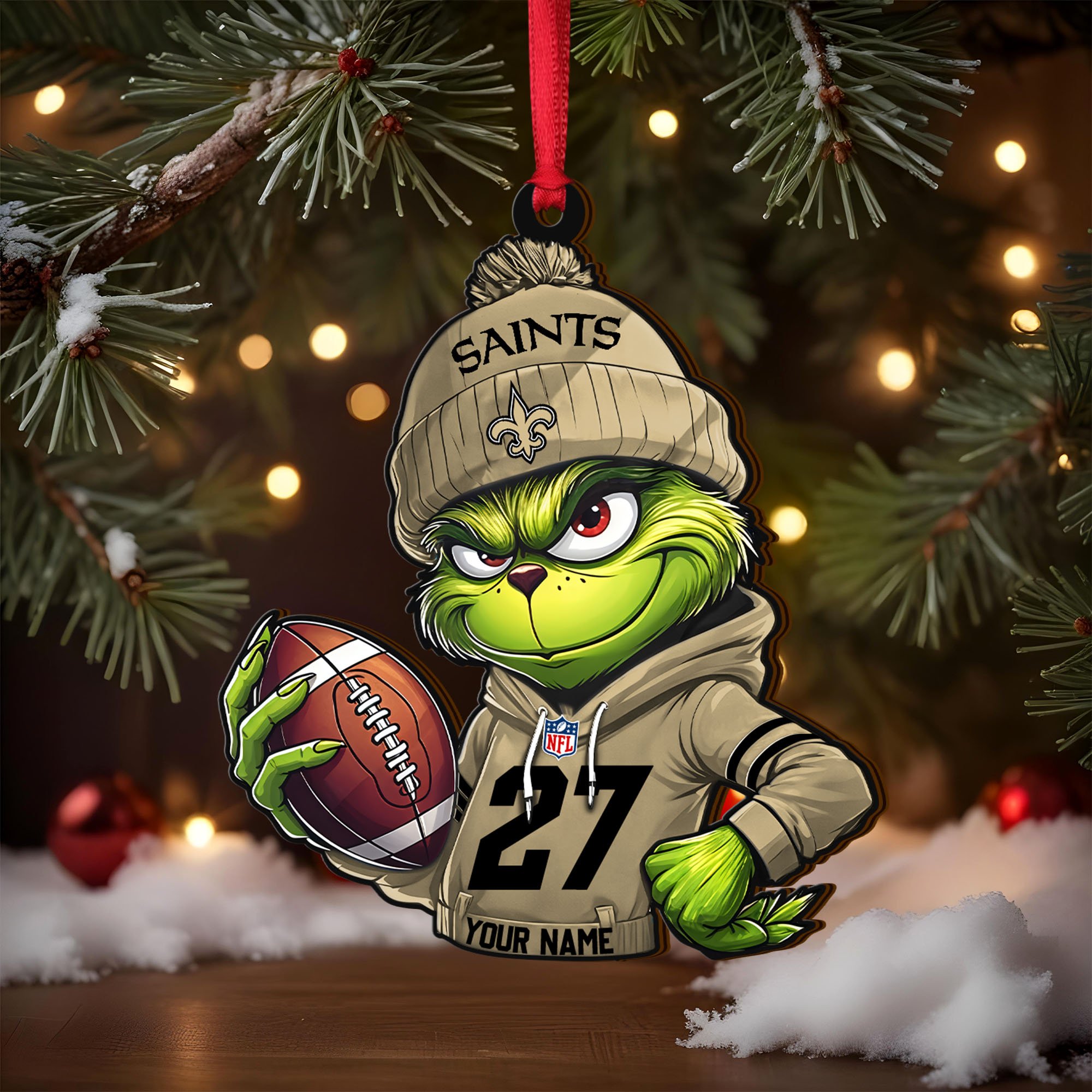 Alternative view of New Orleans Saints Wooden Ornament 2025 Version Custom Name And Number, Sport Team Ornament For Fans, Sport Gifts ETRG-62784