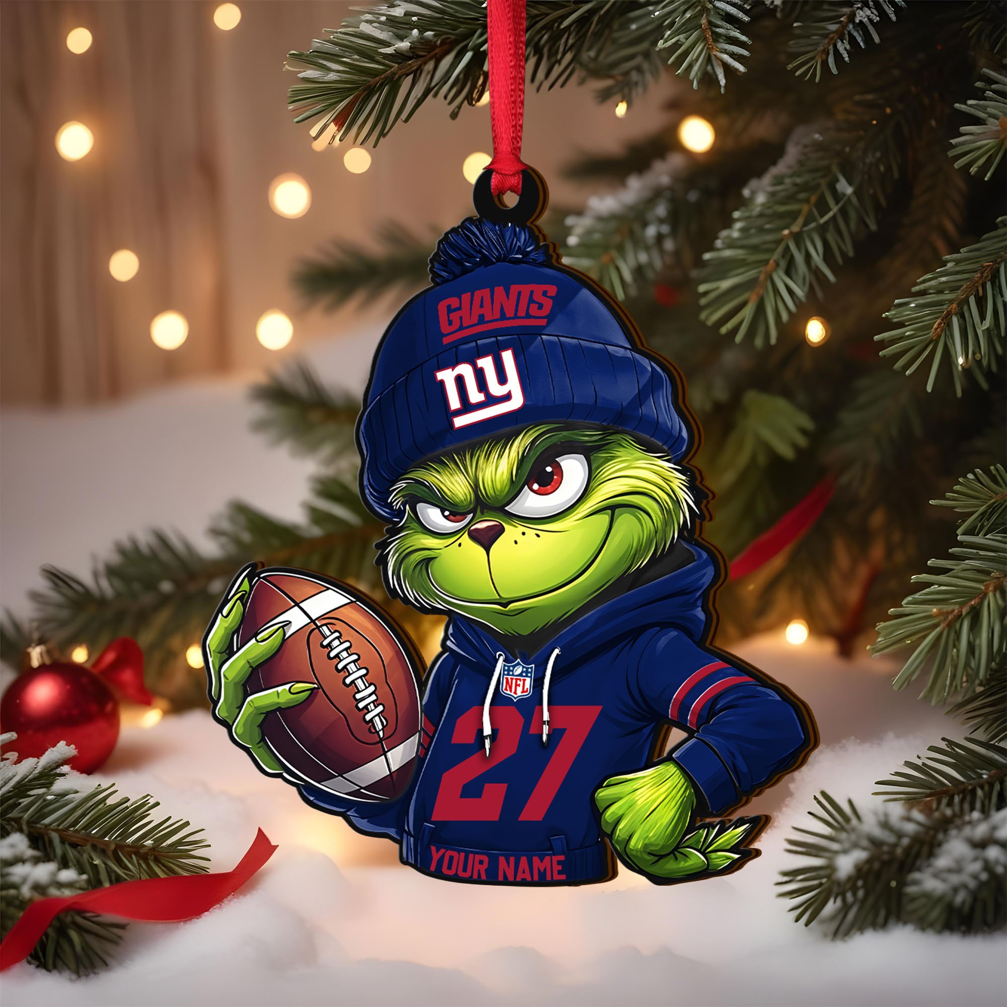 New York Giants Wooden Ornament 2025 Version Custom Name And Number, Sport Team Ornament For Fans, Sport Gifts ETRG-62784