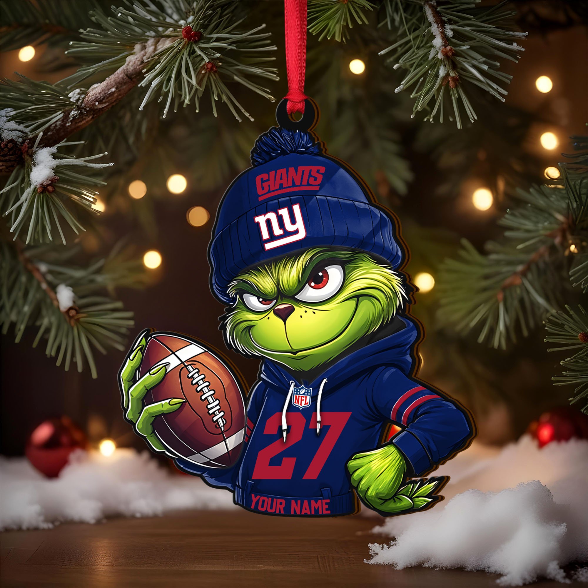 Alternative view of New York Giants Wooden Ornament 2025 Version Custom Name And Number, Sport Team Ornament For Fans, Sport Gifts ETRG-62784