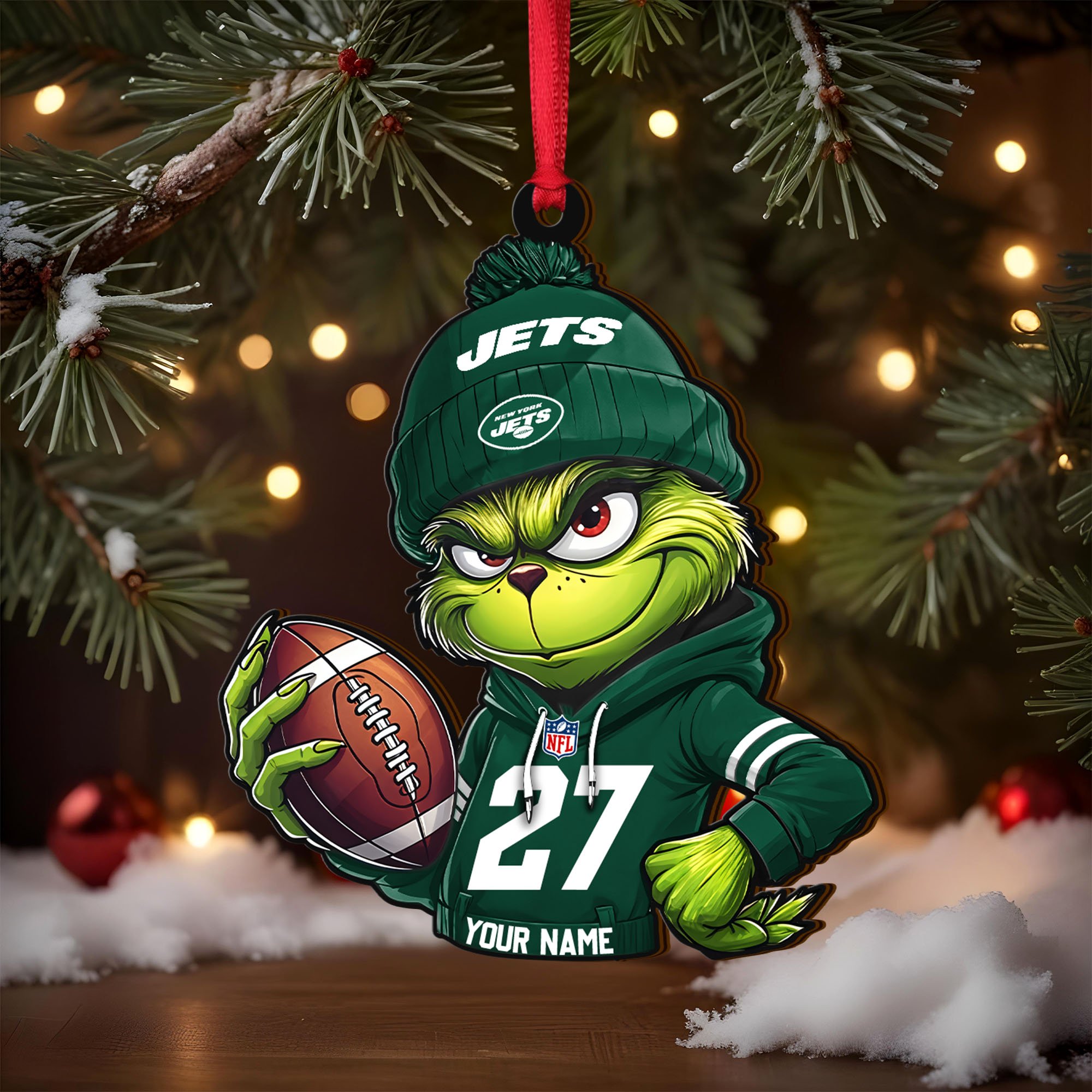 Alternative view of New York Jets Wooden Ornament 2025 Version Custom Name And Number, Sport Team Ornament For Fans, Sport Gifts ETRG-62784