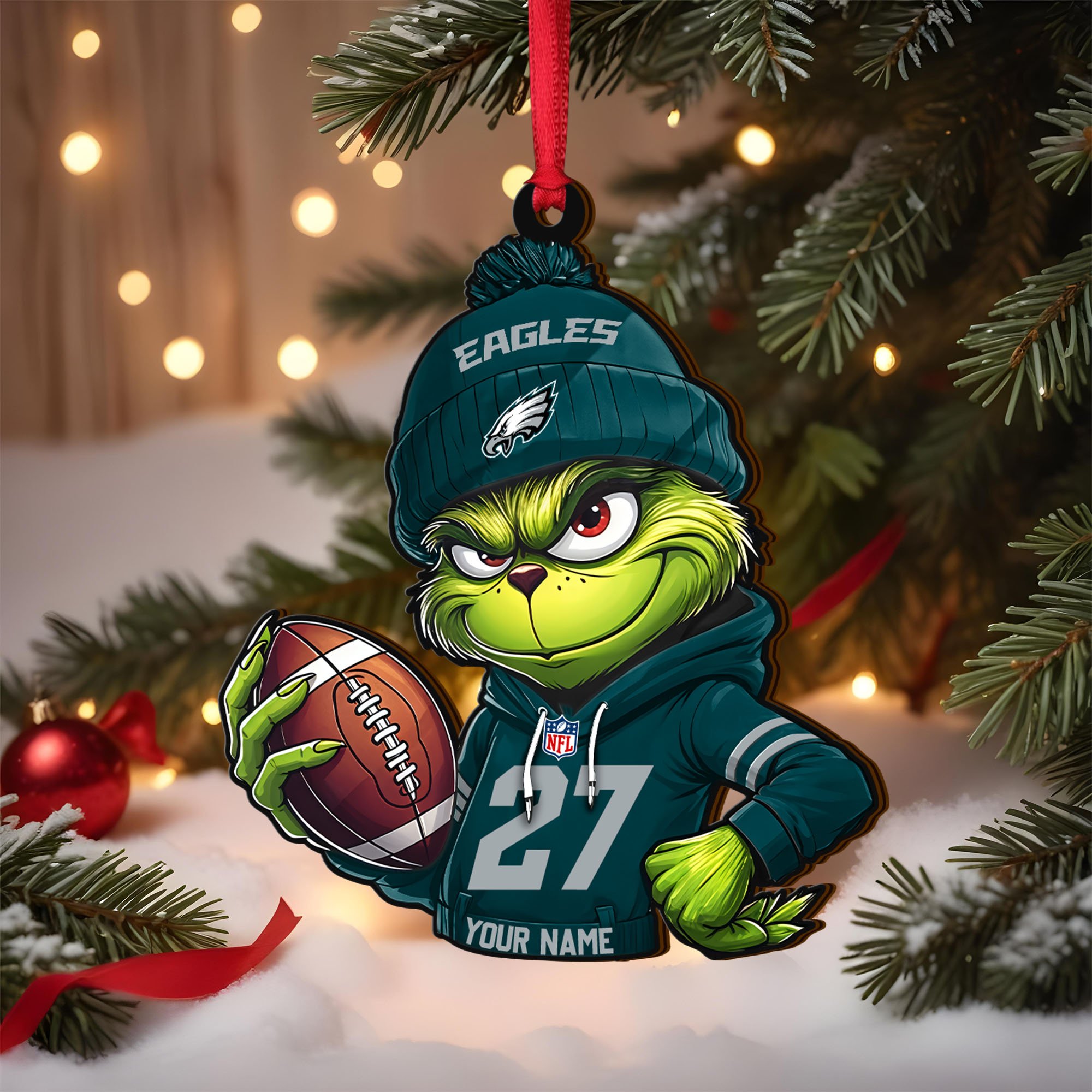 Philadelphia Eagles Wooden Ornament 2025 Version Custom Name And Number, Sport Team Ornament For Fans, Sport Gifts ETRG-62784