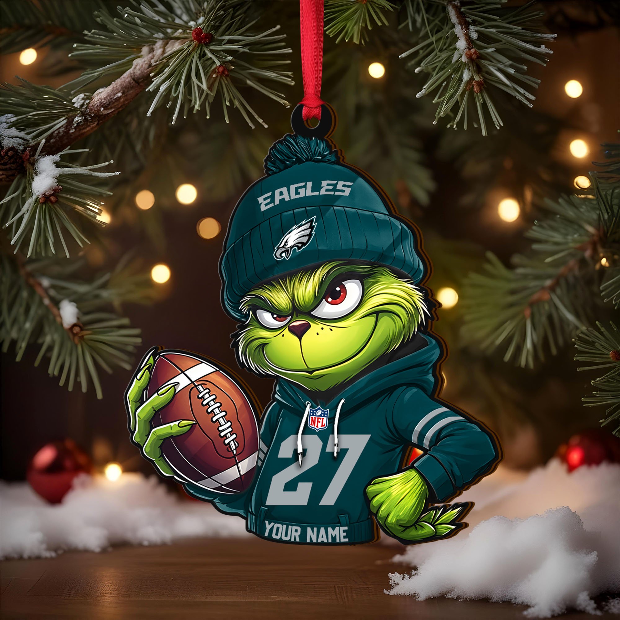 Alternative view of Philadelphia Eagles Wooden Ornament 2025 Version Custom Name And Number, Sport Team Ornament For Fans, Sport Gifts ETRG-62784