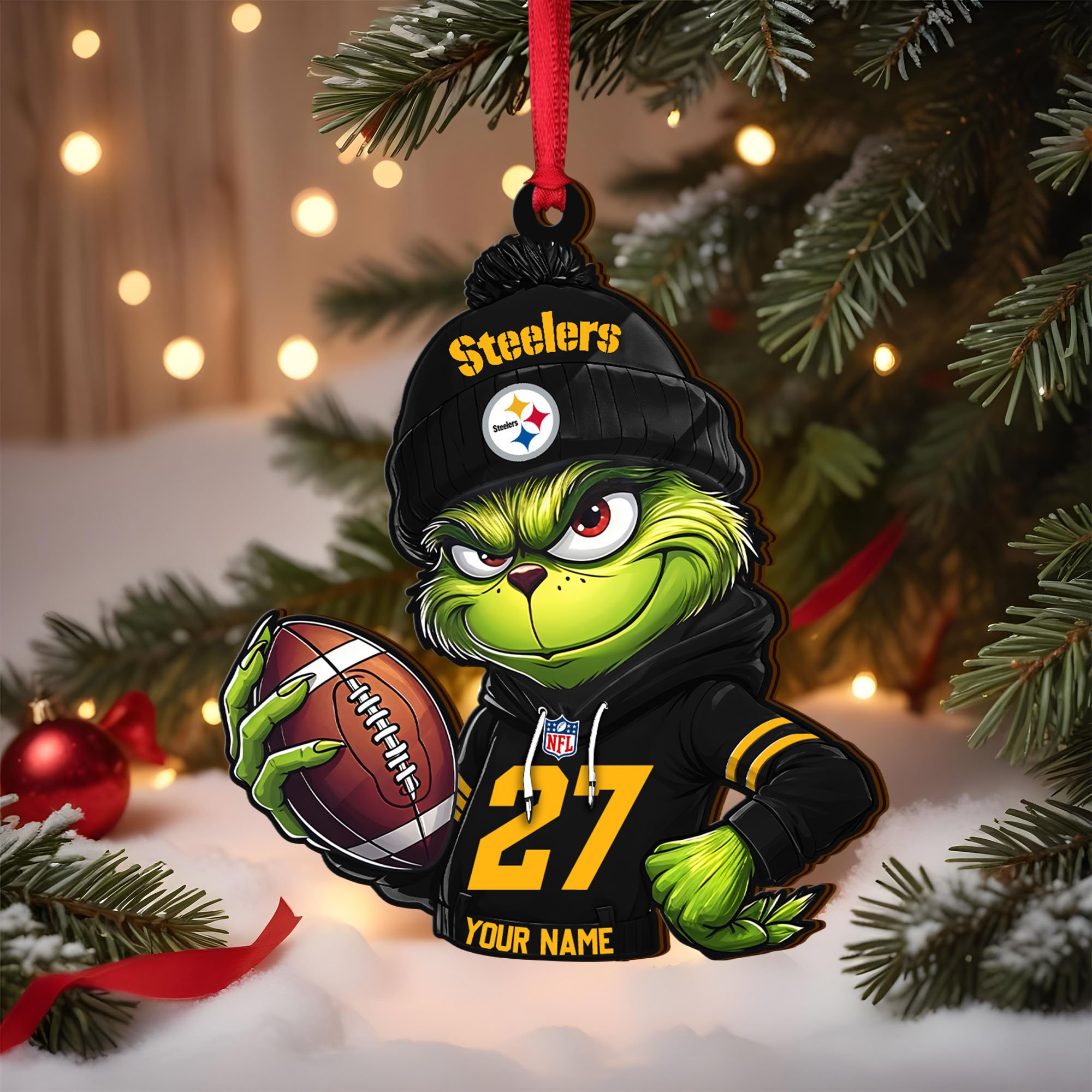 Pittsburgh Steelers Wooden Ornament 2025 Version Custom Name And Number, Sport Team Ornament For Fans, Sport Gifts ETRG-62784