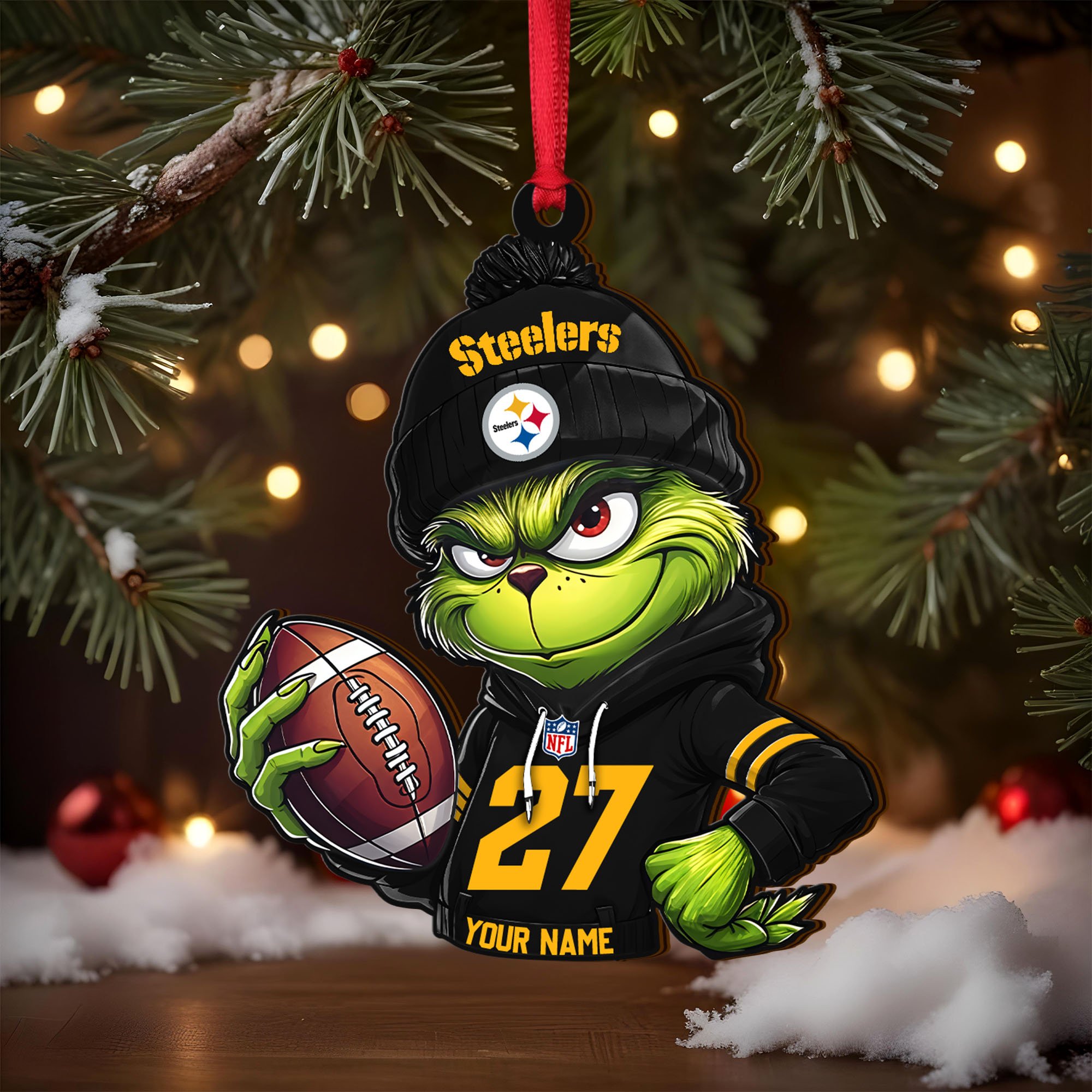 Alternative view of Pittsburgh Steelers Wooden Ornament 2025 Version Custom Name And Number, Sport Team Ornament For Fans, Sport Gifts ETRG-62784