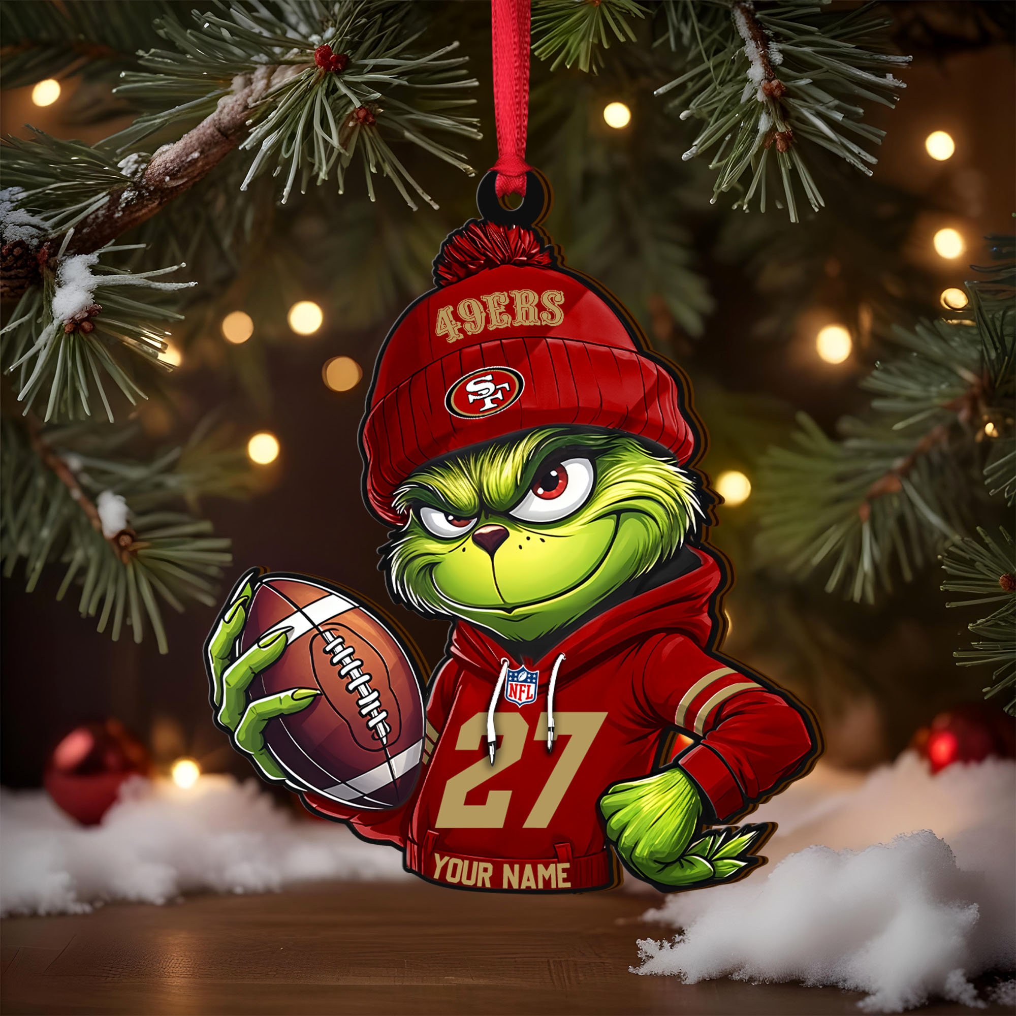 Alternative view of San Francisco 49ers Wooden Ornament 2025 Version Custom Name And Number, Sport Team Ornament For Fans, Sport Gifts ETRG-62784