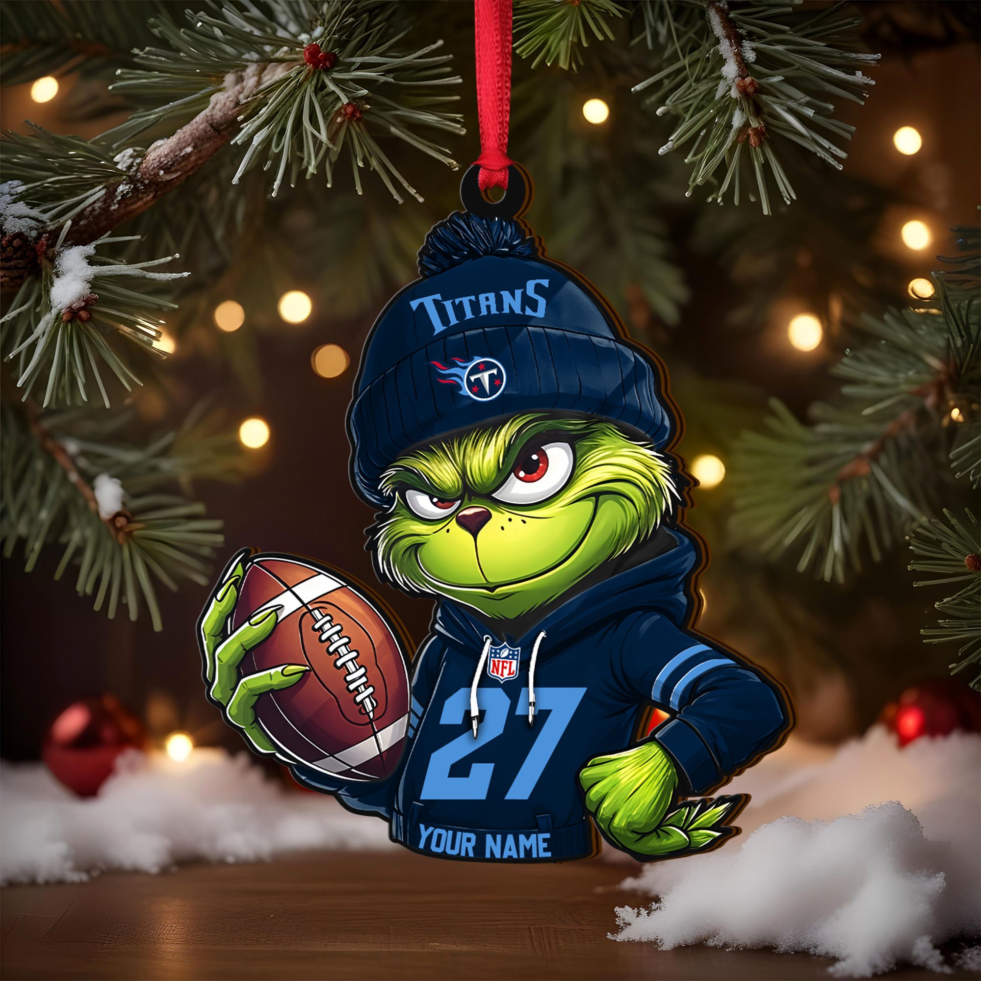 Alternative view of Tennessee Titans Wooden Ornament 2025 Version Custom Name And Number, Sport Team Ornament For Fans, Sport Gifts ETRG-62784