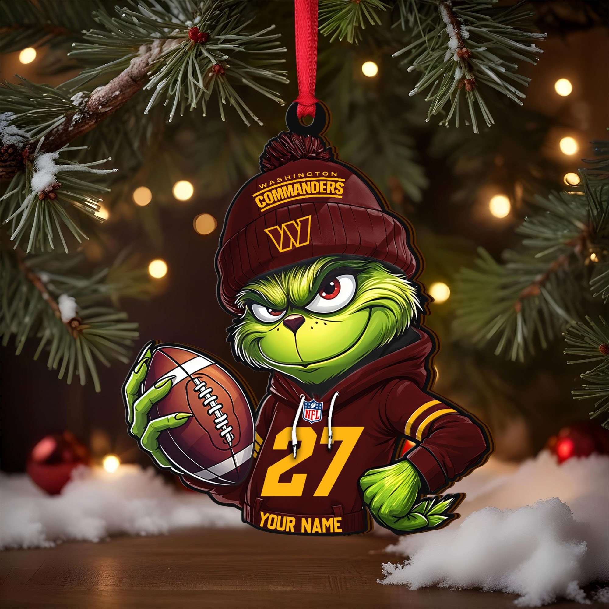 Alternative view of Washington Commanders Wooden Ornament 2025 Version Custom Name And Number, Sport Team Ornament For Fans, Sport Gifts ETRG-62784