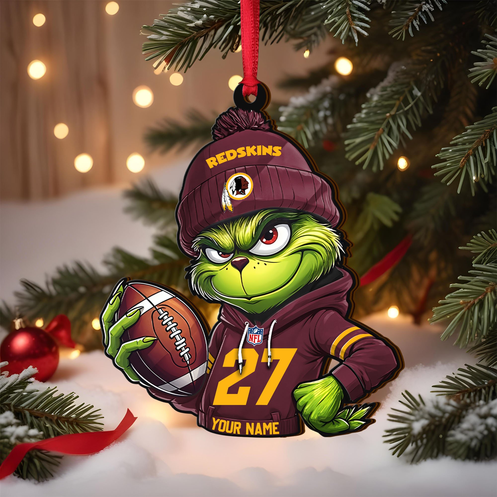 Washington Redskins Wooden Ornament 2025 Version Custom Name And Number, Sport Team Ornament For Fans, Sport Gifts ETRG-62784