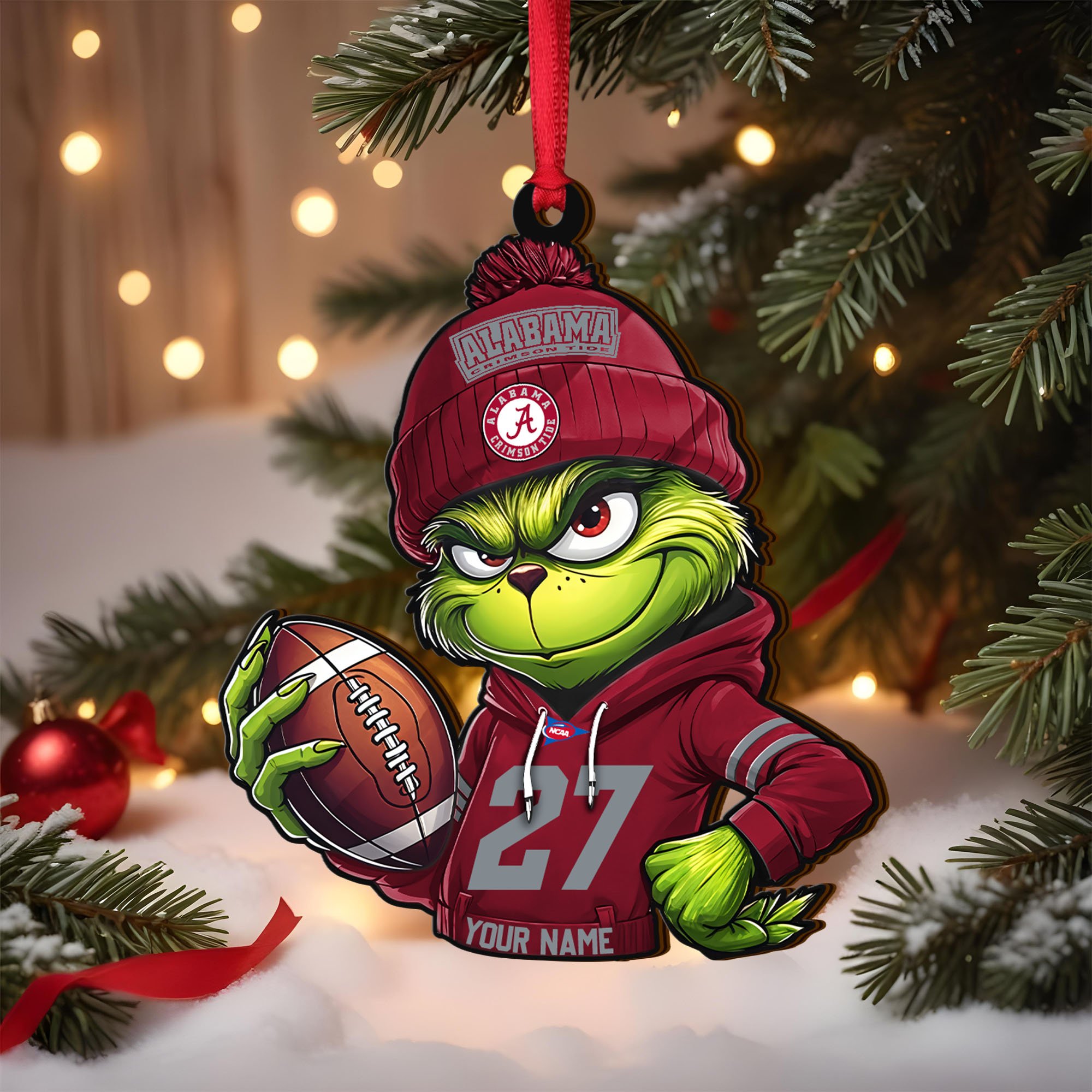Alabama Crimson Tide Wooden Ornament 2025 Version Custom Name And Number, Sport Team Ornament For Fans, Sport Gifts ETRG-63012