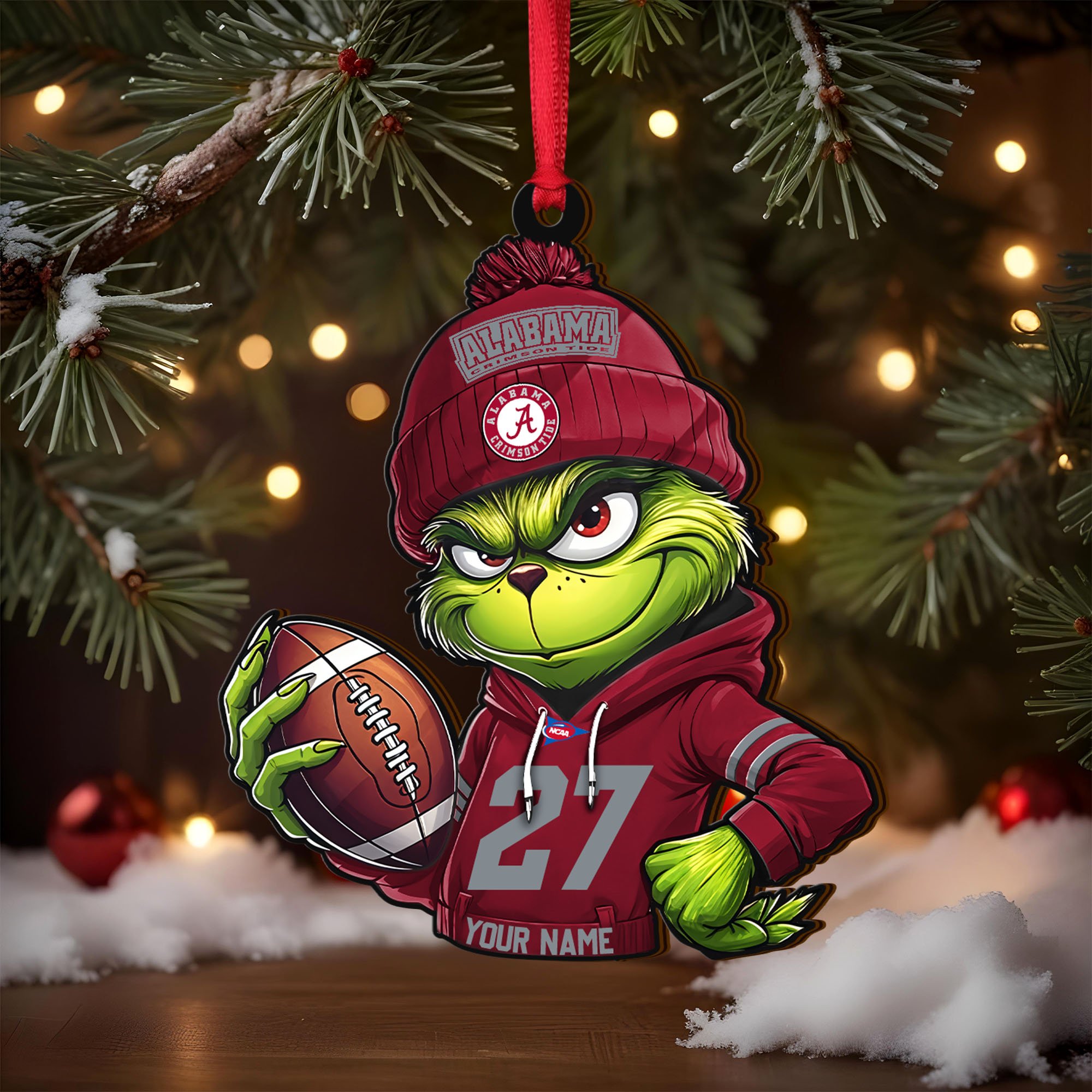 Alternative view of Alabama Crimson Tide Wooden Ornament 2025 Version Custom Name And Number, Sport Team Ornament For Fans, Sport Gifts ETRG-63012
