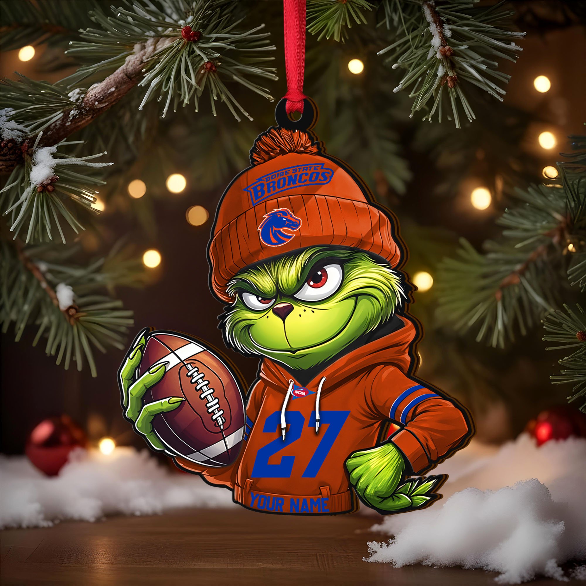 Alternative view of Boise State Broncos Wooden Ornament 2025 Version Custom Name And Number, Sport Team Ornament For Fans, Sport Gifts ETRG-63012