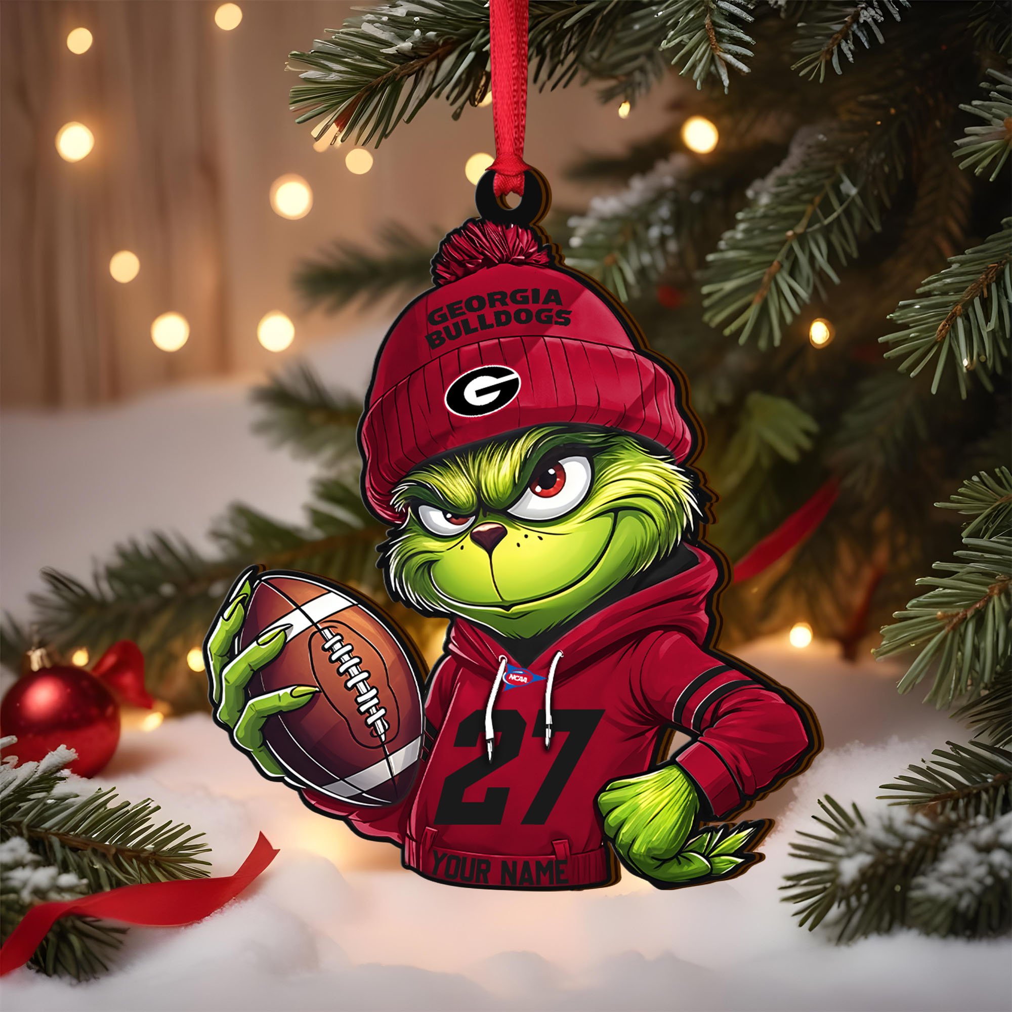 Georgia Bulldogs Wooden Ornament 2025 Version Custom Name And Number, Sport Team Ornament For Fans, Sport Gifts ETRG-63012