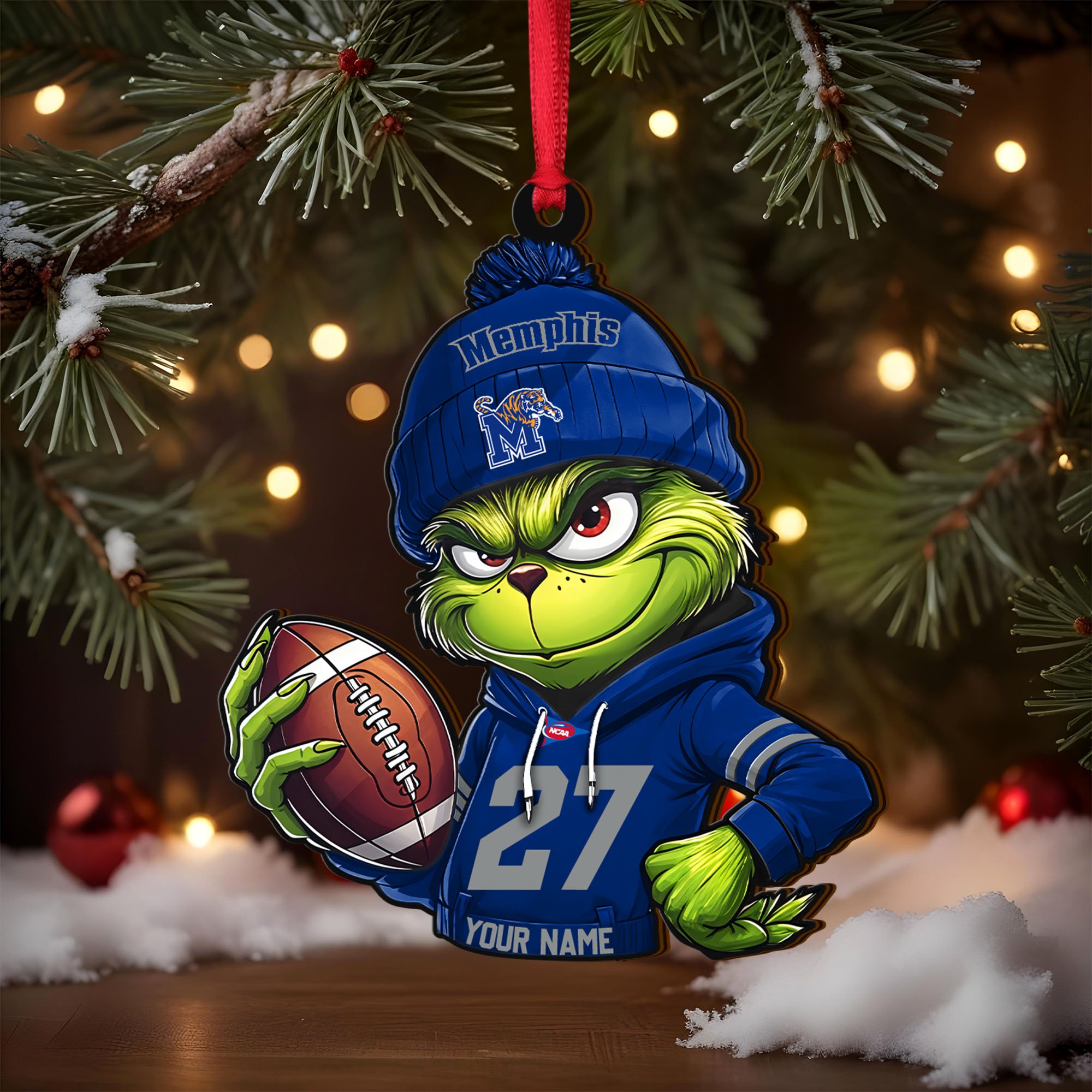 Alternative view of Memphis Tigers Wooden Ornament 2025 Version Custom Name And Number, Sport Team Ornament For Fans, Sport Gifts ETRG-63012